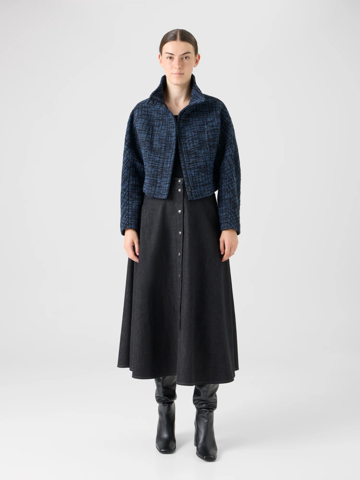 Raw Denim Tweed Fitted Jacket - Image 2