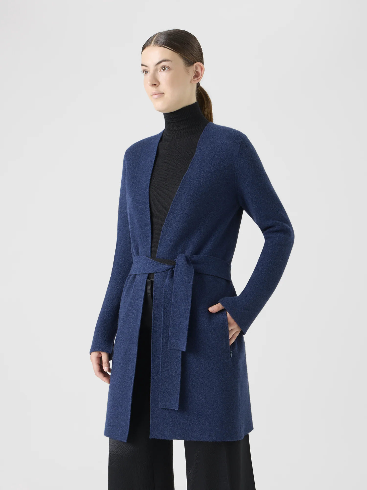Reversible Cashmere Double-Face Long Cardigan - Image 4