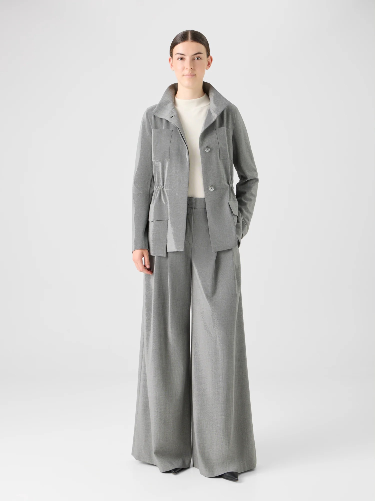 Safari Jacket in Wool Stretch Fil-a-Fil - Image 2