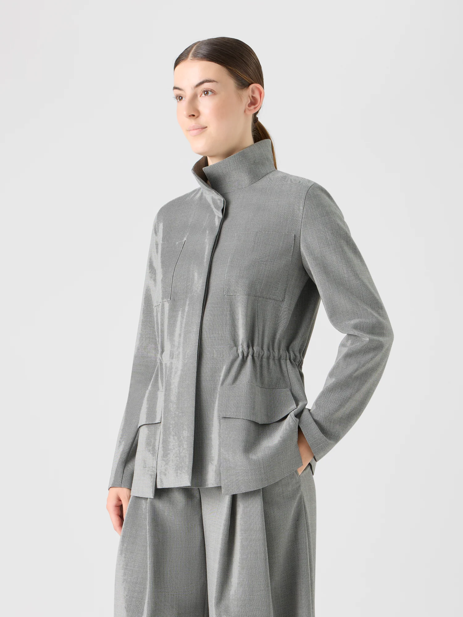 Safari Jacket in Wool Stretch Fil-a-Fil - Image 4
