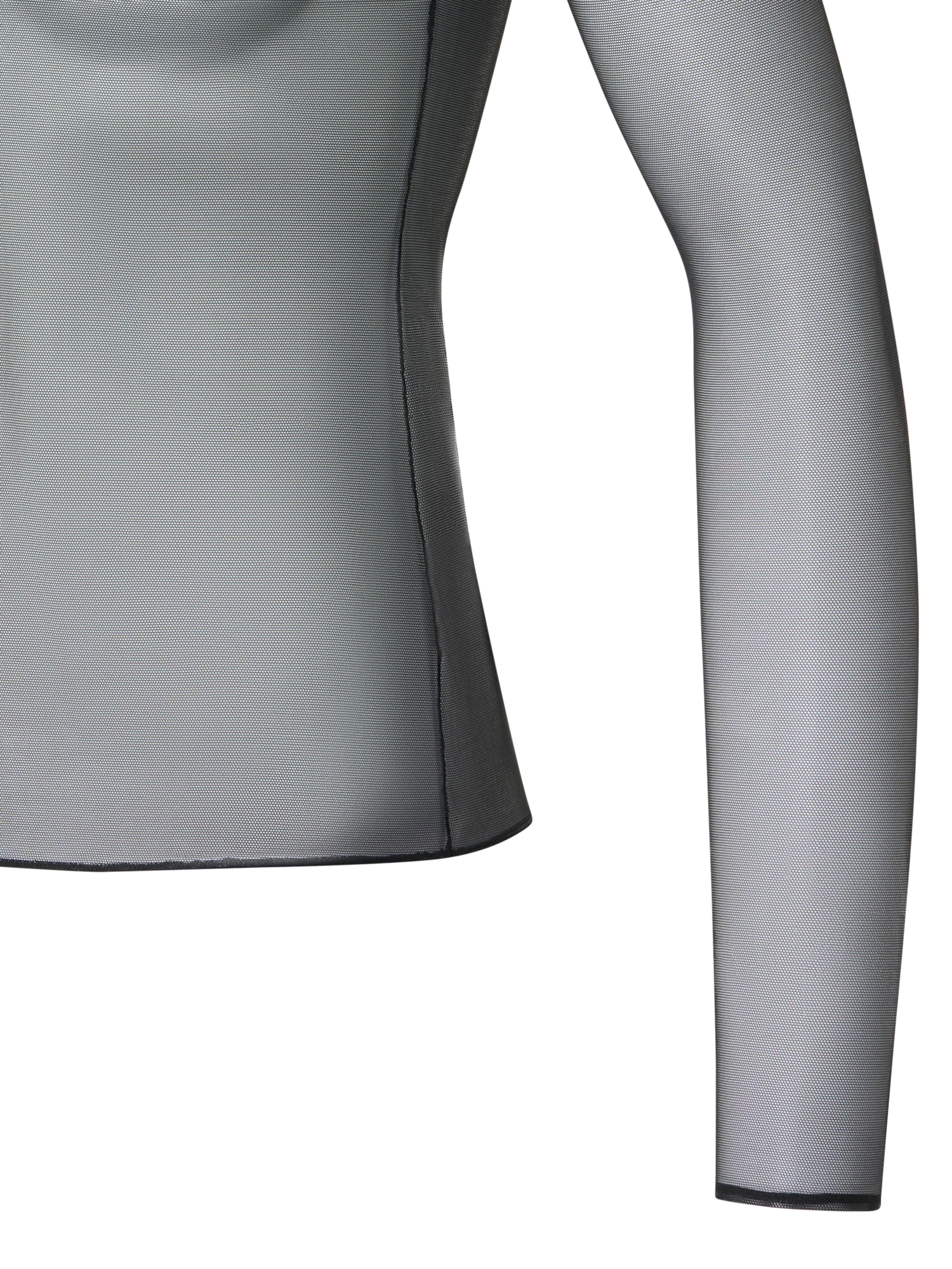 Sheer Stretch Tulle Mock-Neck Top - Image 3