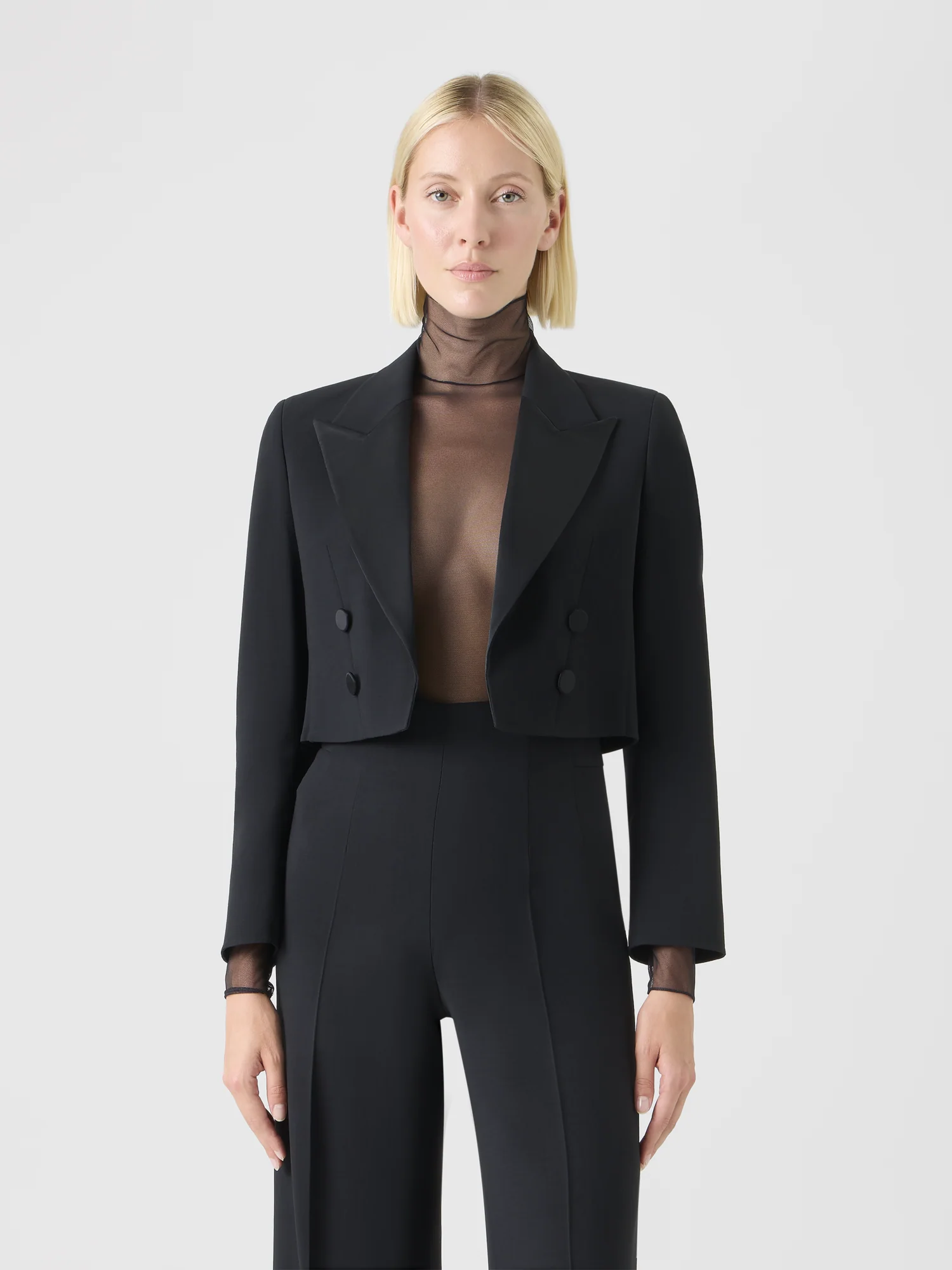 Sheer Stretch Tulle Mock-Neck Top - Image 5