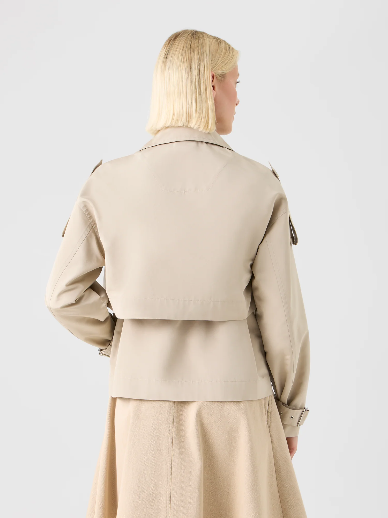 Short Silk Trench Coat with Removable Bolero - Image 3
