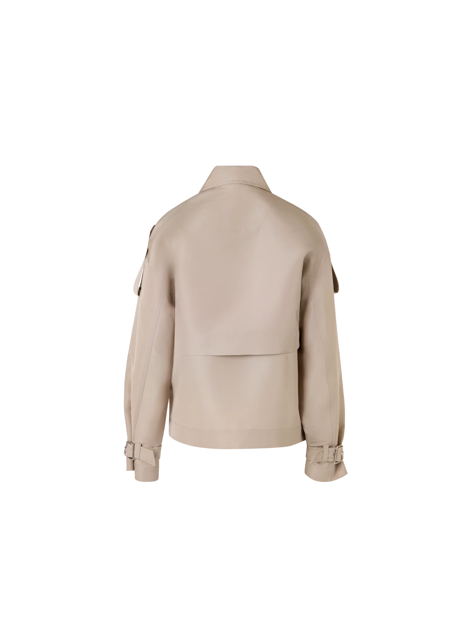 Short Silk Trench Coat with Removable Bolero - Image 5