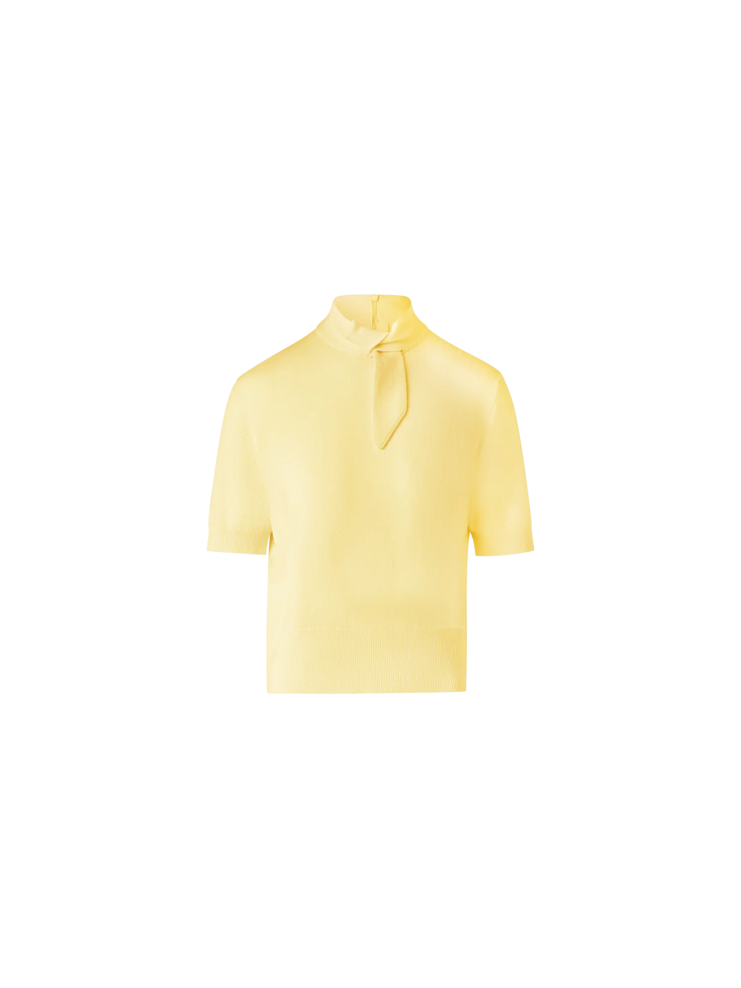 Short Sleeve Cashmere Sweater with Knot Detail
