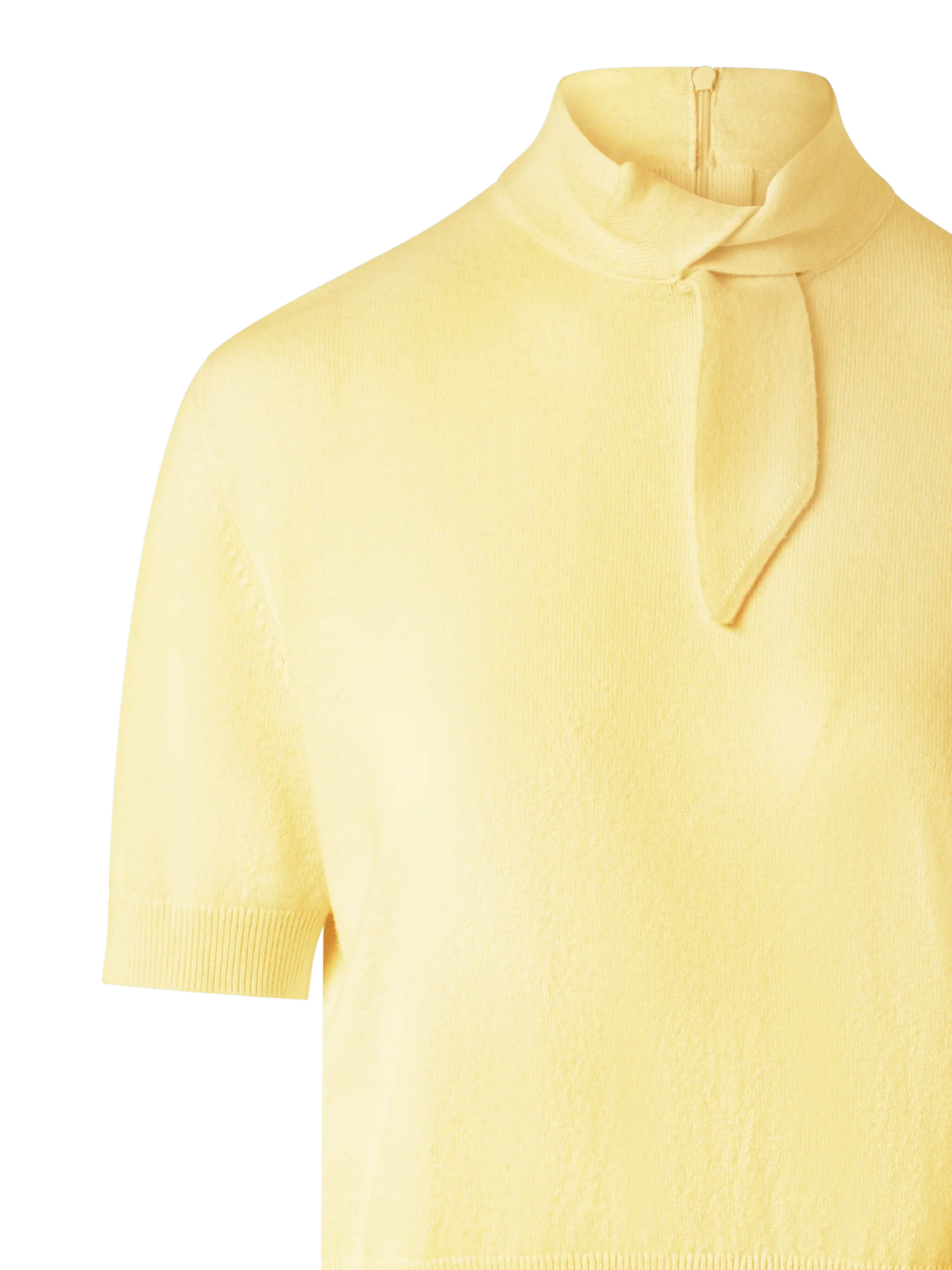 Short Sleeve Cashmere Sweater with Knot Detail - Image 2