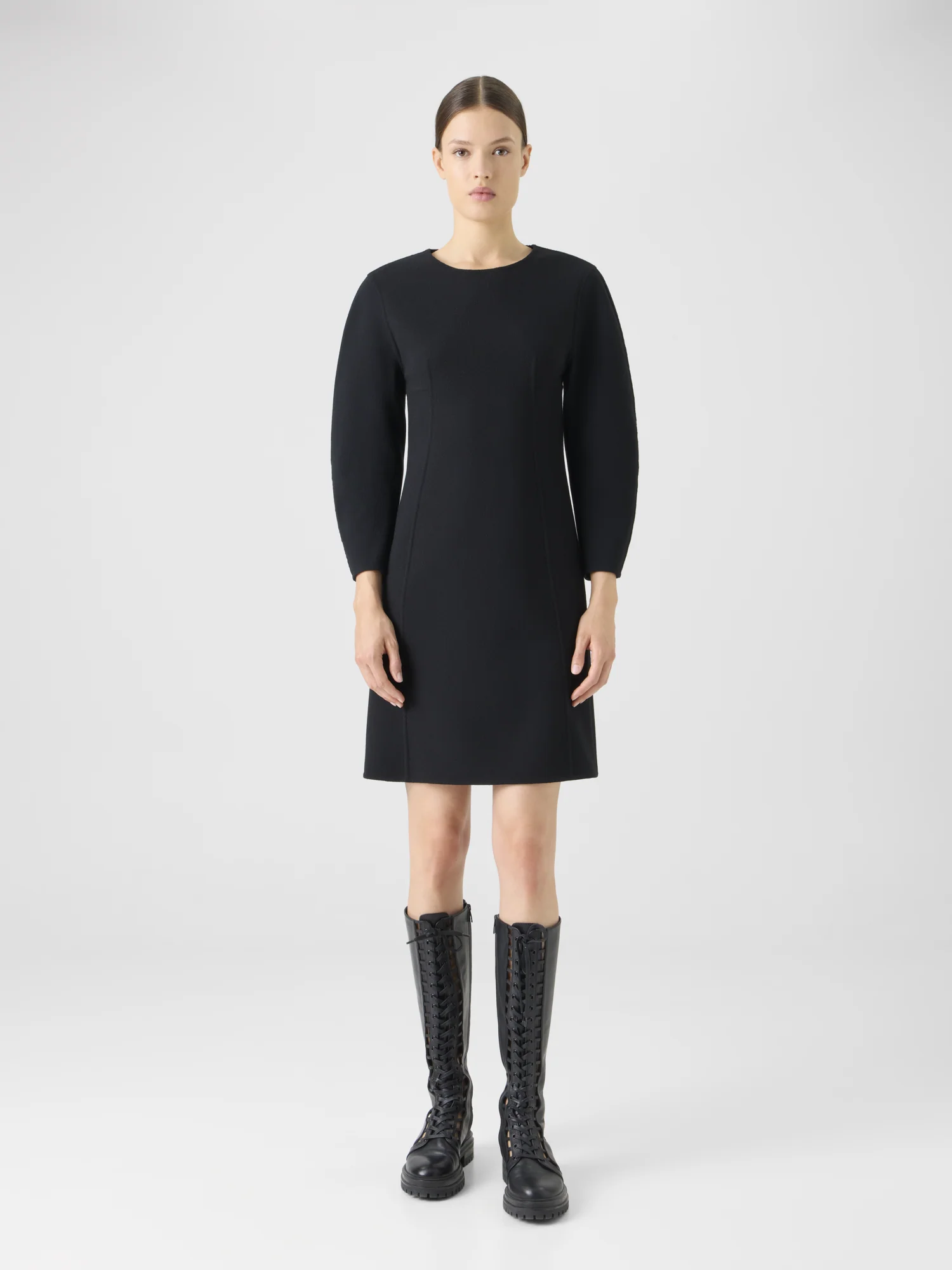 Short Wool Crêpe Double-Face Sheath Dress - Image 2