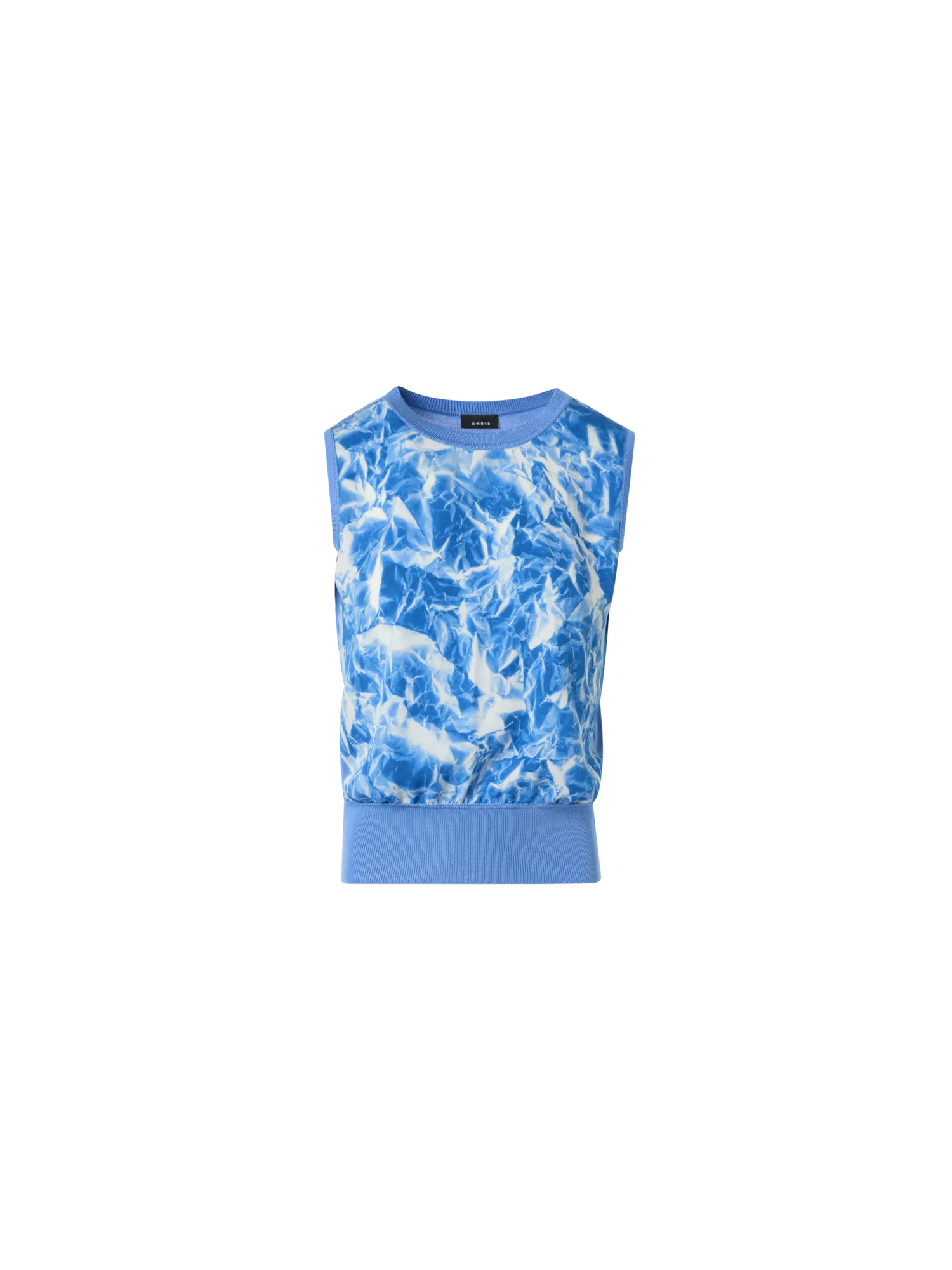 Silk Knit Top with Whitecaps Print