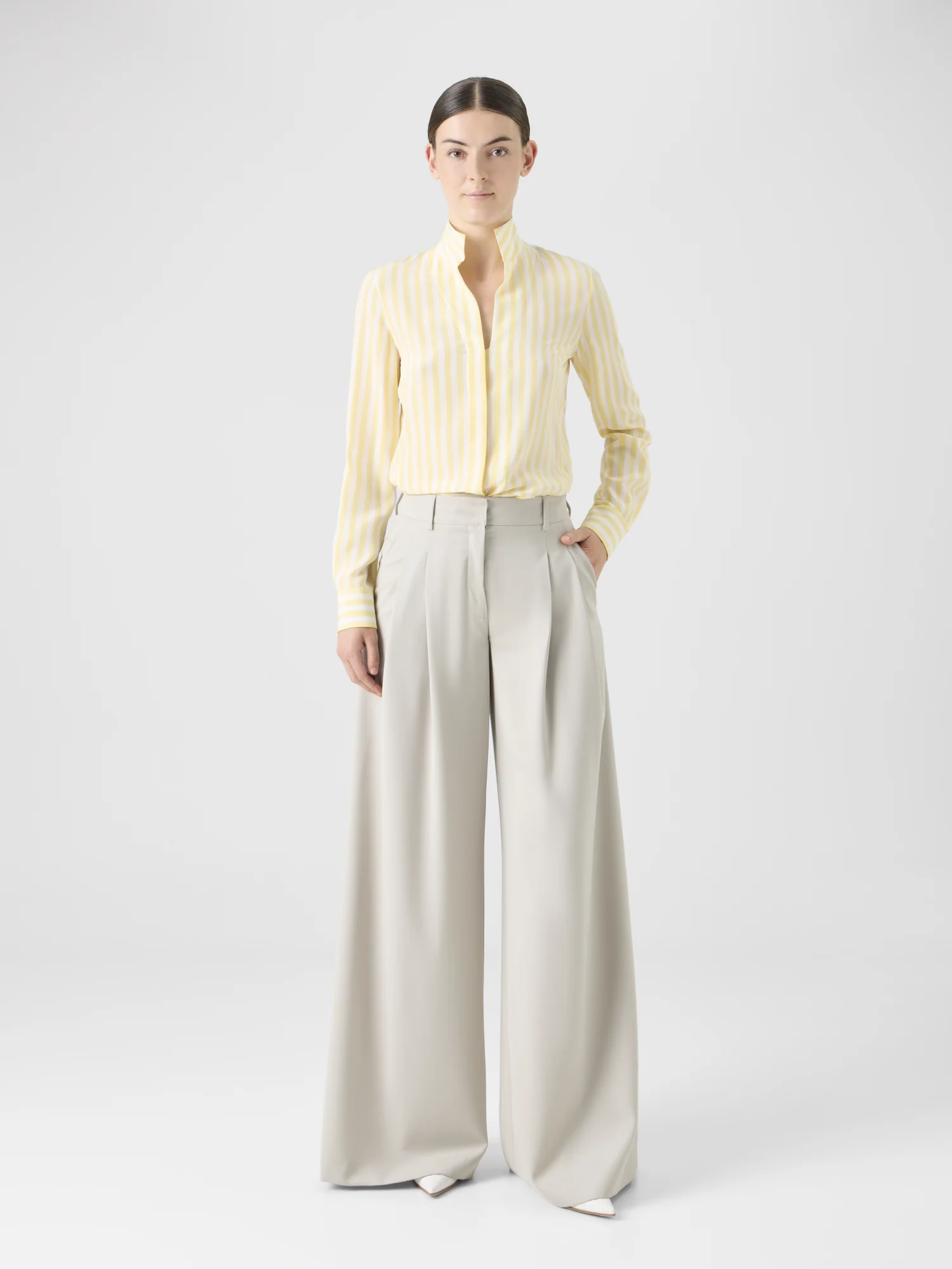 Striped Silk Crêpe Tunic Blouse - Image 2