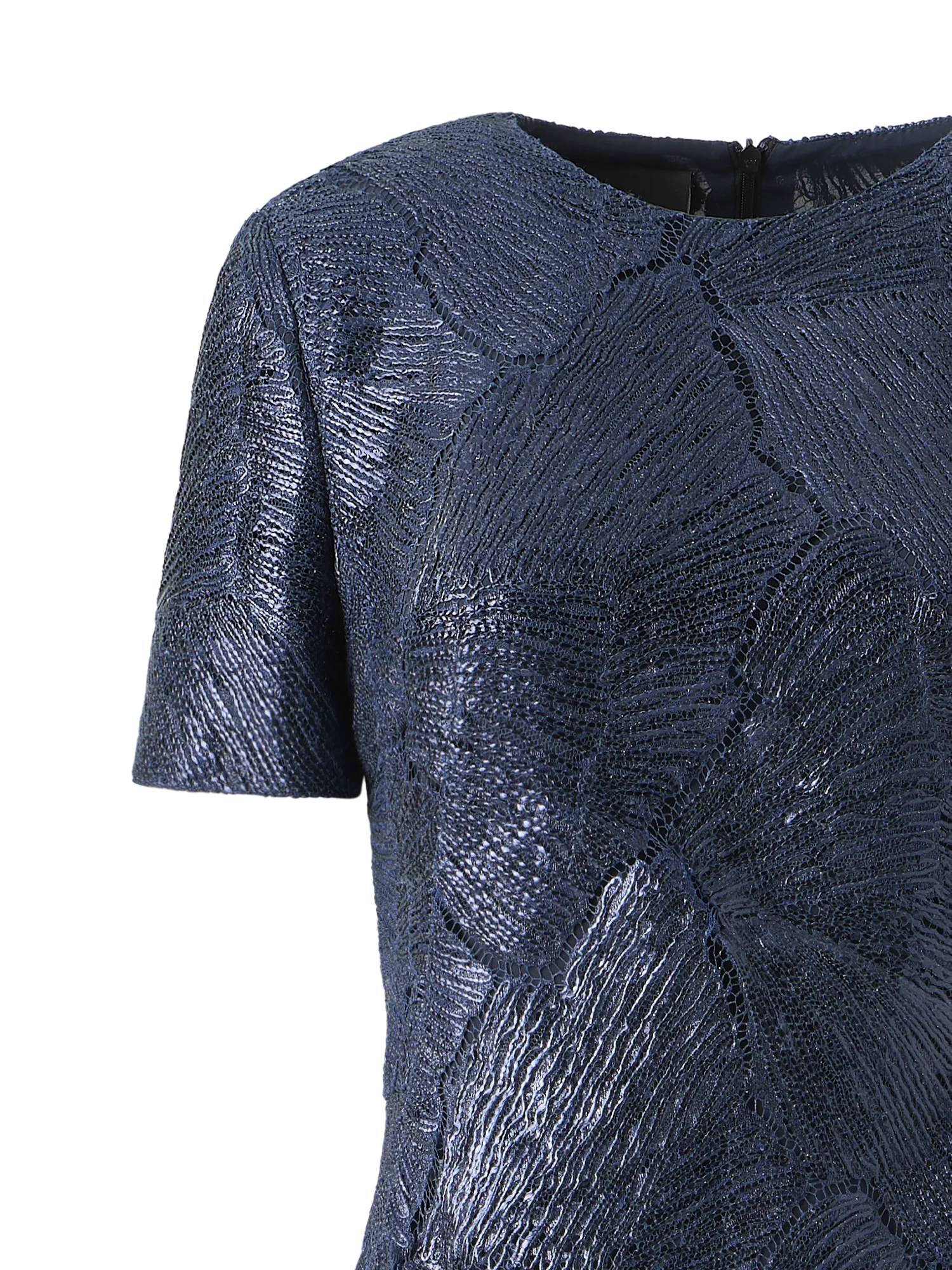 Techno Lacquered Sea Fan Lace Evening Gown - Image 2
