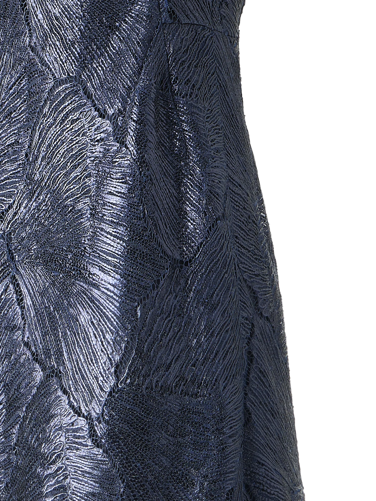 Techno Lacquered Sea Fan Lace Evening Gown - Image 3