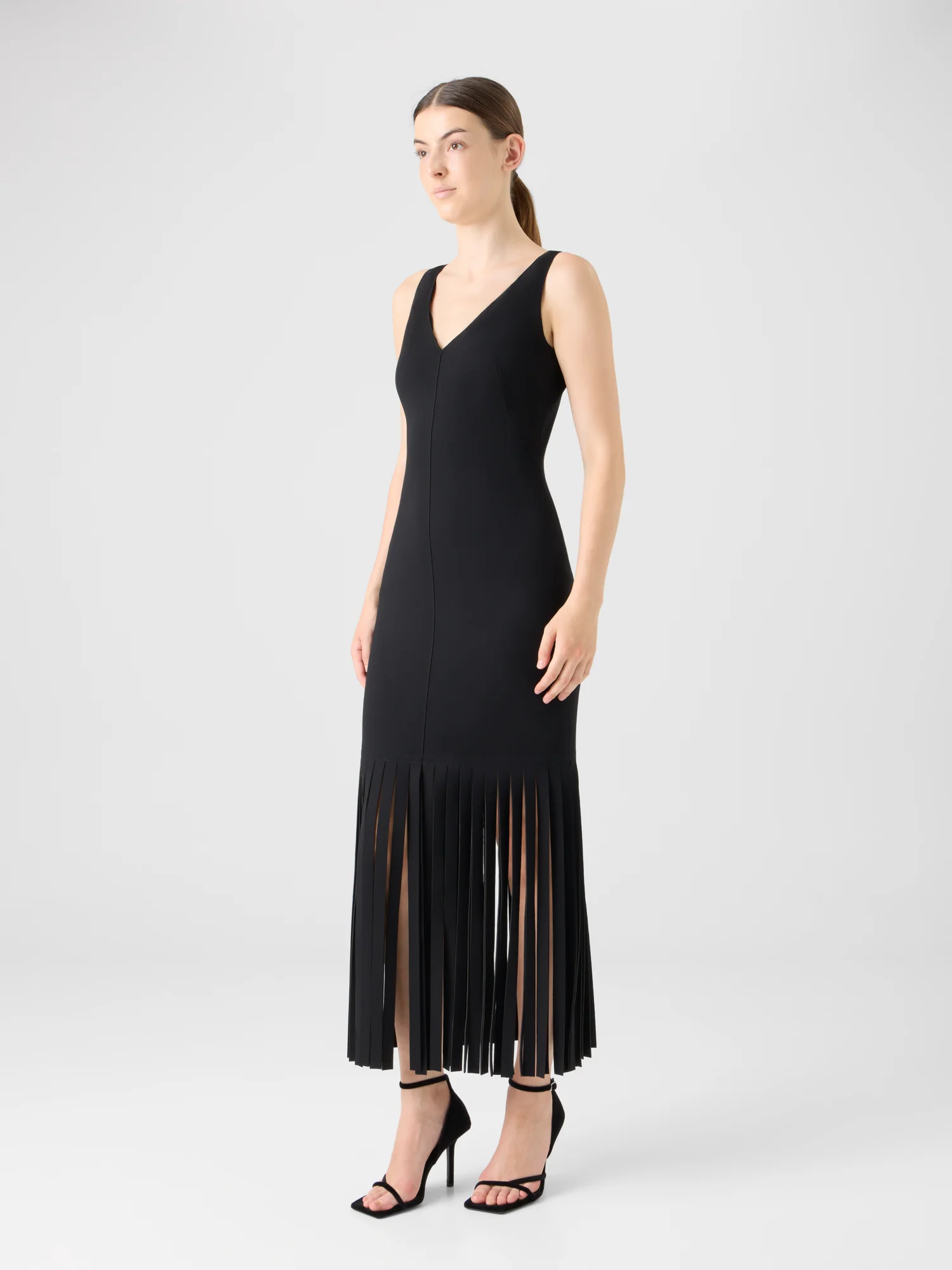 Viscose Jersey Dress with Fringe Hem - Image 4