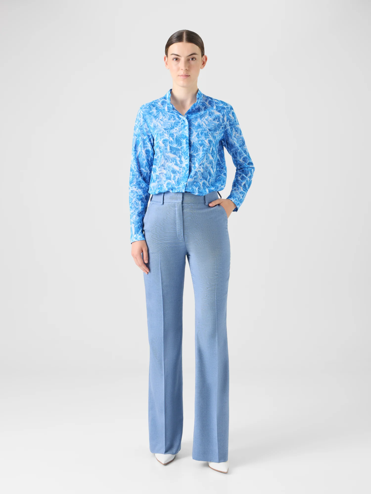 Wide-Leg Cashmere Silk Gabardine Pants - Image 2