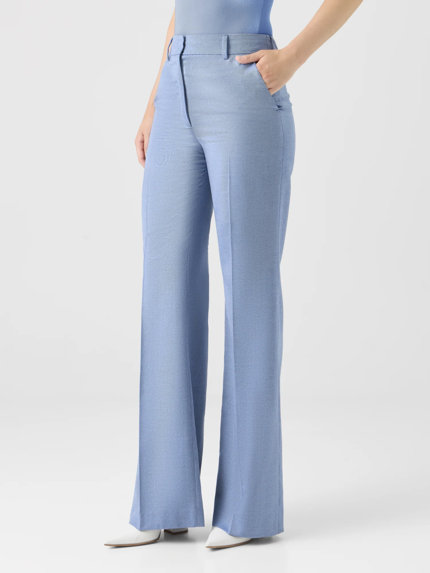 Wide-Leg Cashmere Silk Gabardine Pants - Image 4