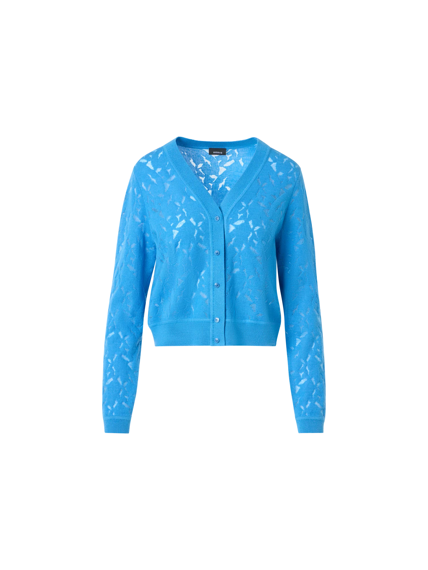 Wool-Silk Whitecaps Intarsia Cardigan