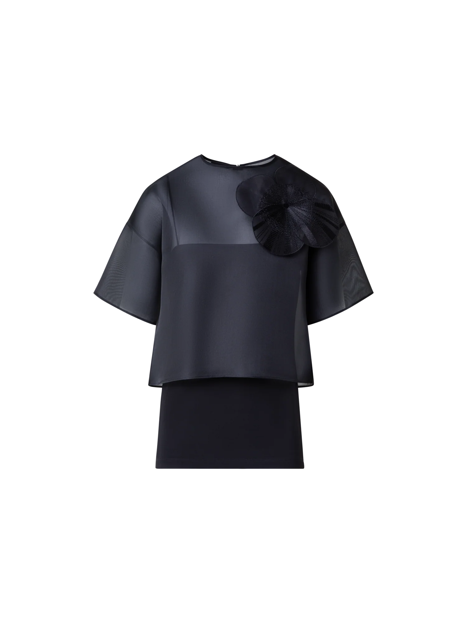 Cropped Blouse in Organza with Poppy