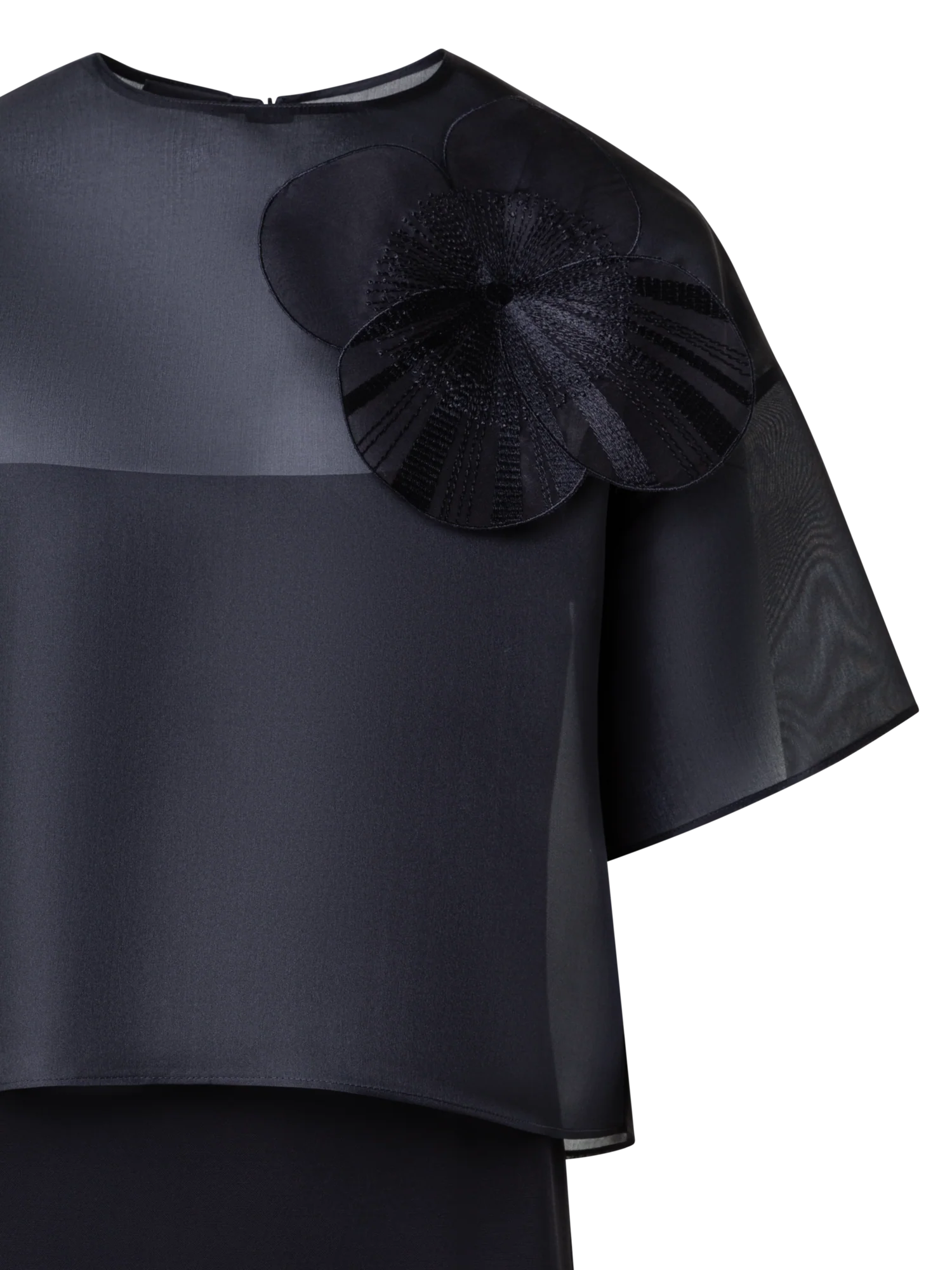 Cropped Blouse in Organza with Poppy - Image 2