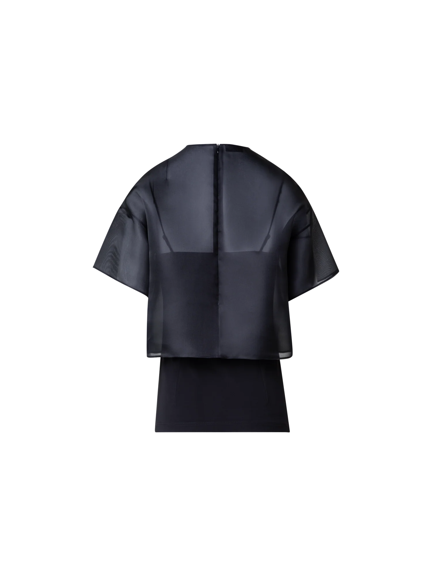 Cropped Blouse in Organza with Poppy - Image 3