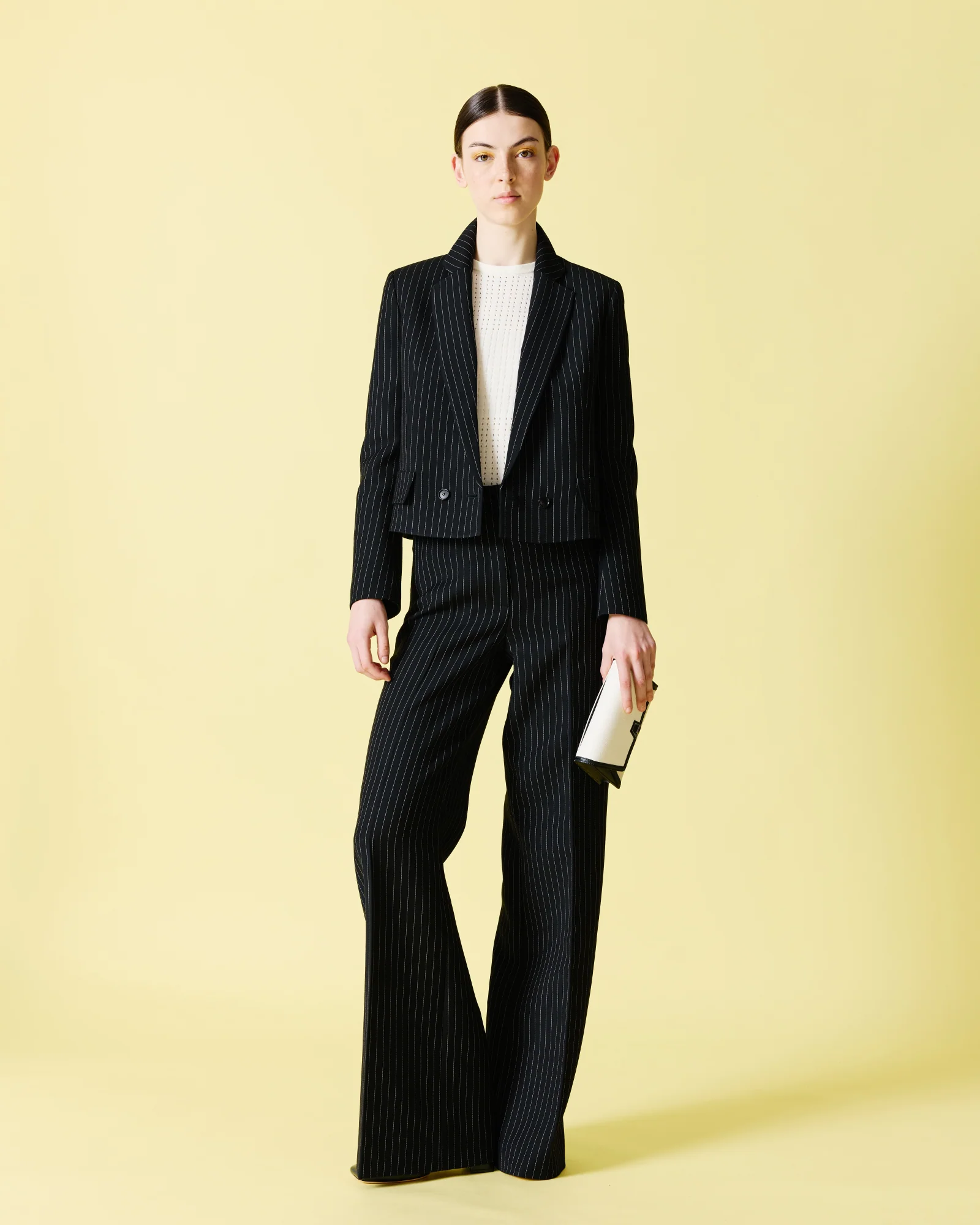 Cropped Boxy Jacket with Pinstripes - Image 2