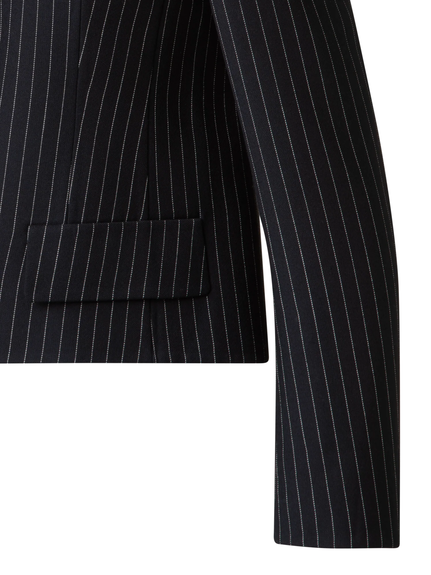 Cropped Boxy Jacket with Pinstripes - Image 3