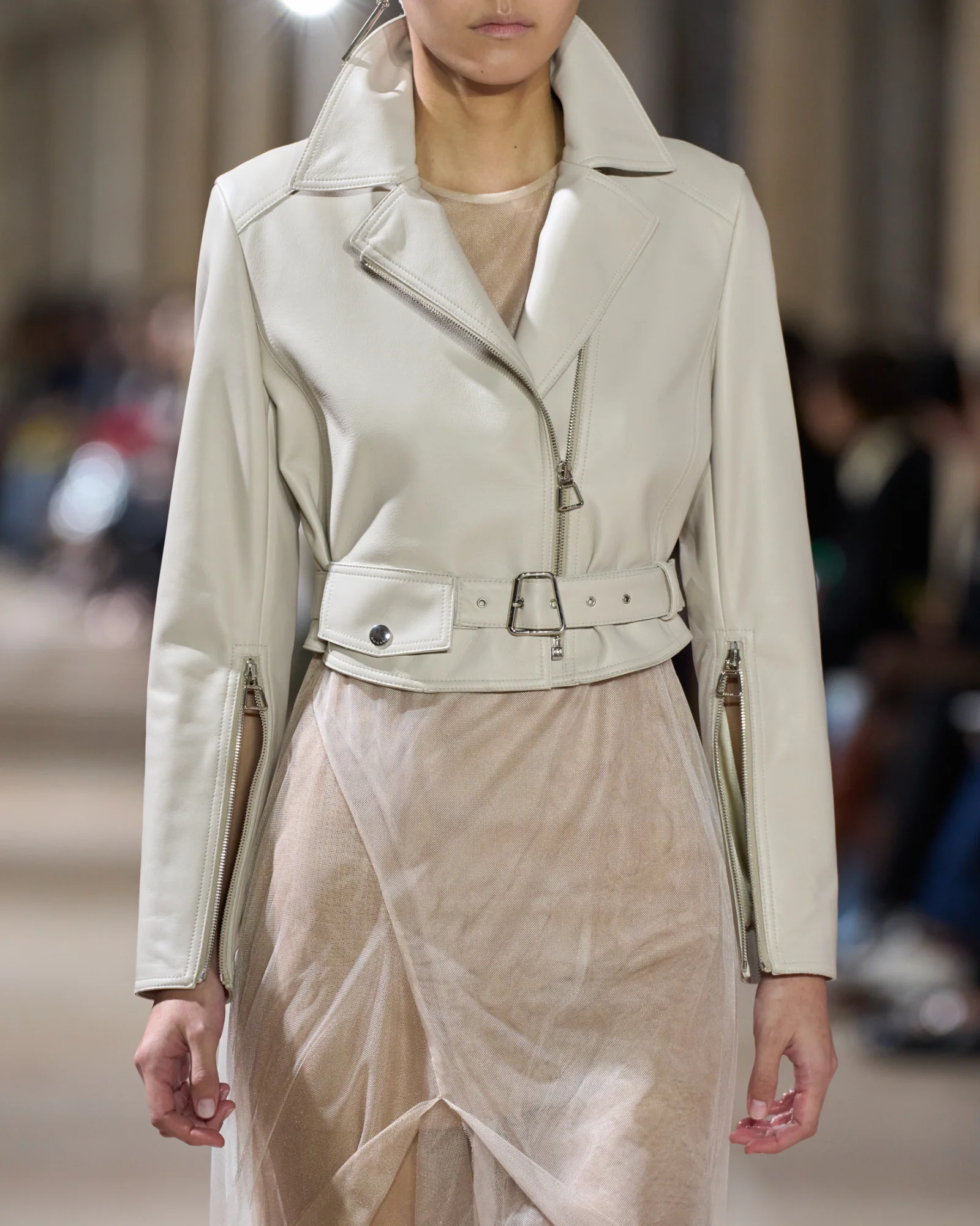 Cropped Leather Biker Jacket - Image 5