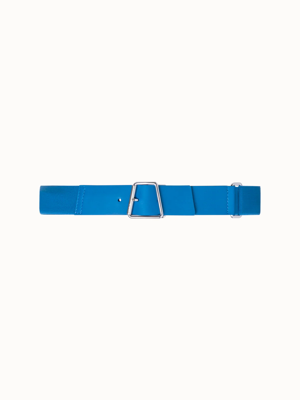 Leather and Elastic Belt with Trapezoid Buckle