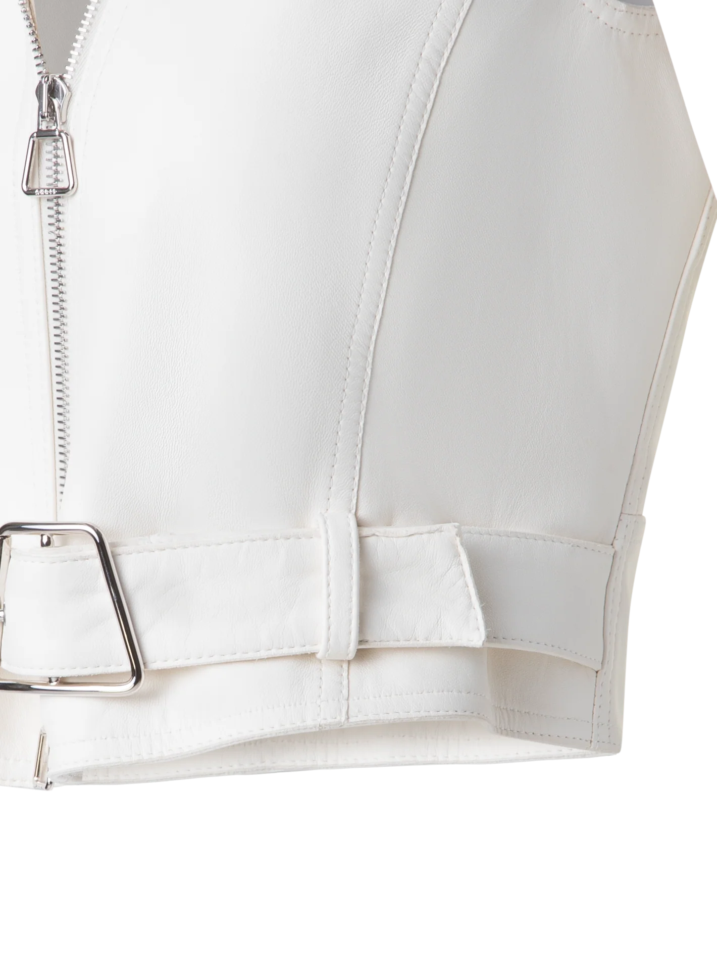 Fitted Biker Style Leather Gilet - Image 3