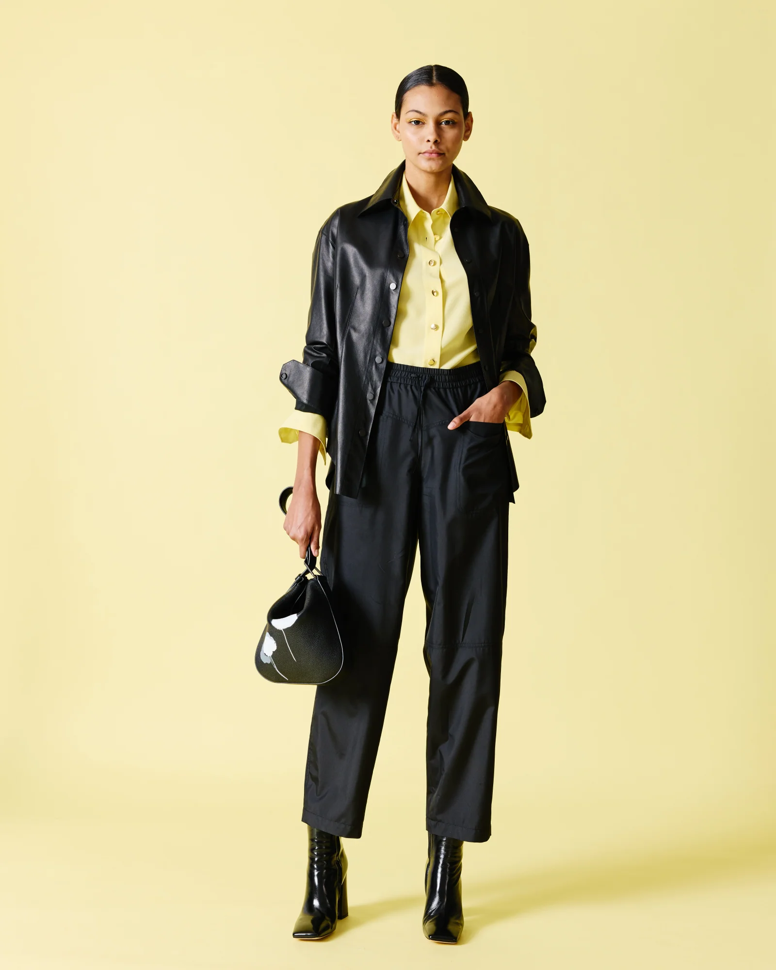Fitted Leather Blouse - Image 2