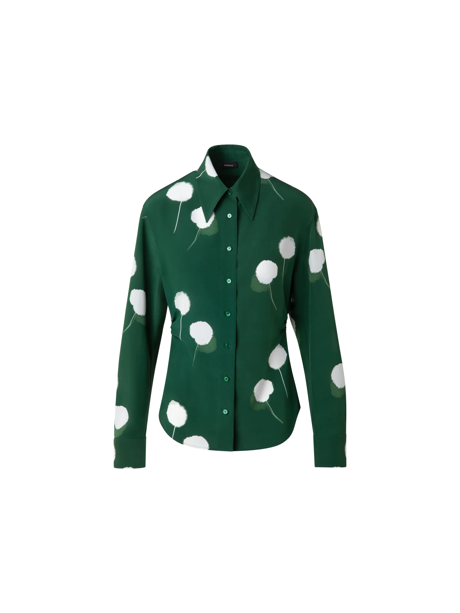 Fitted Silk Blouse with Dandelion Print