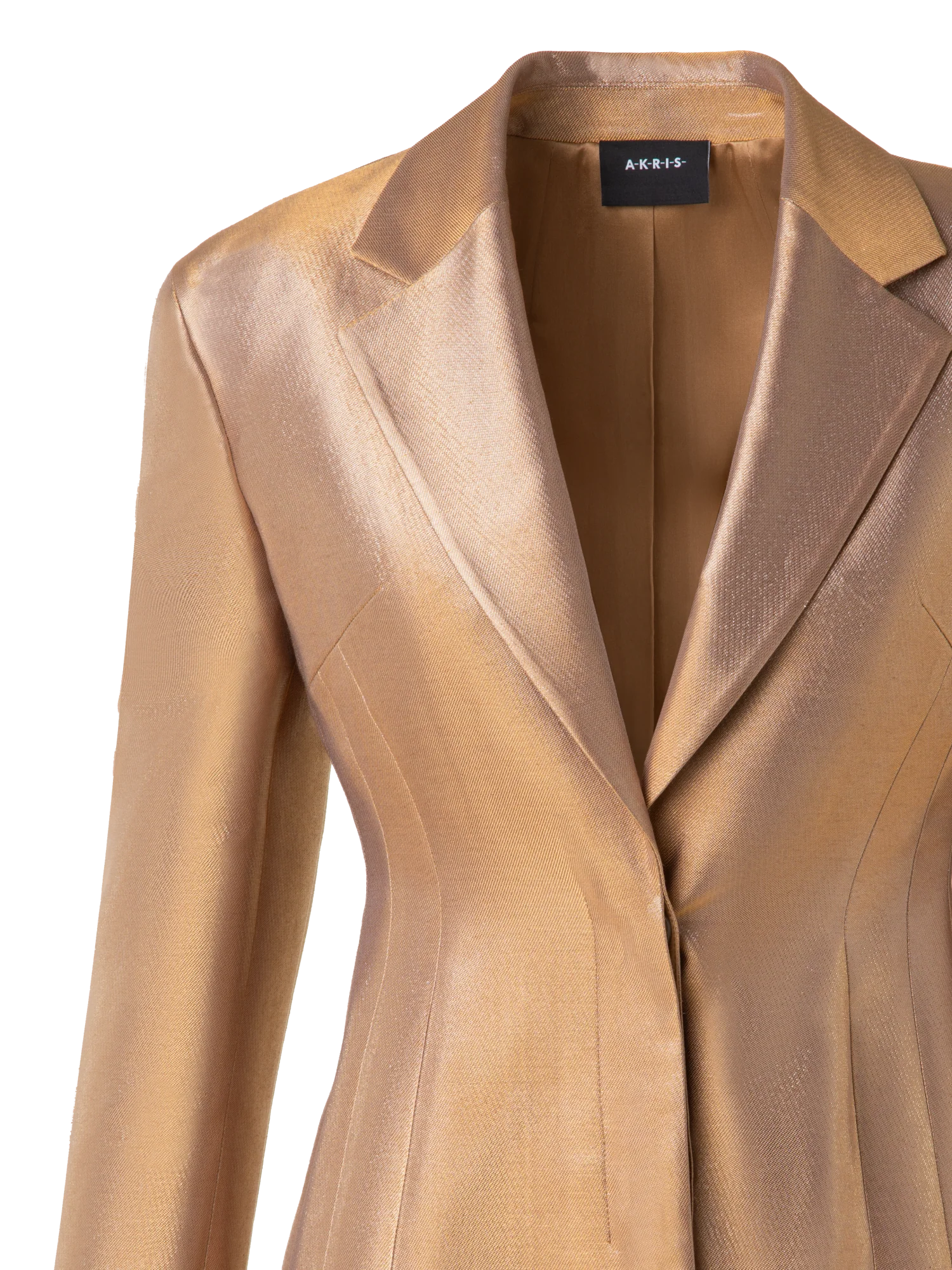 Fitted Single Breasted Jacket in Golden Lurex - Image 4