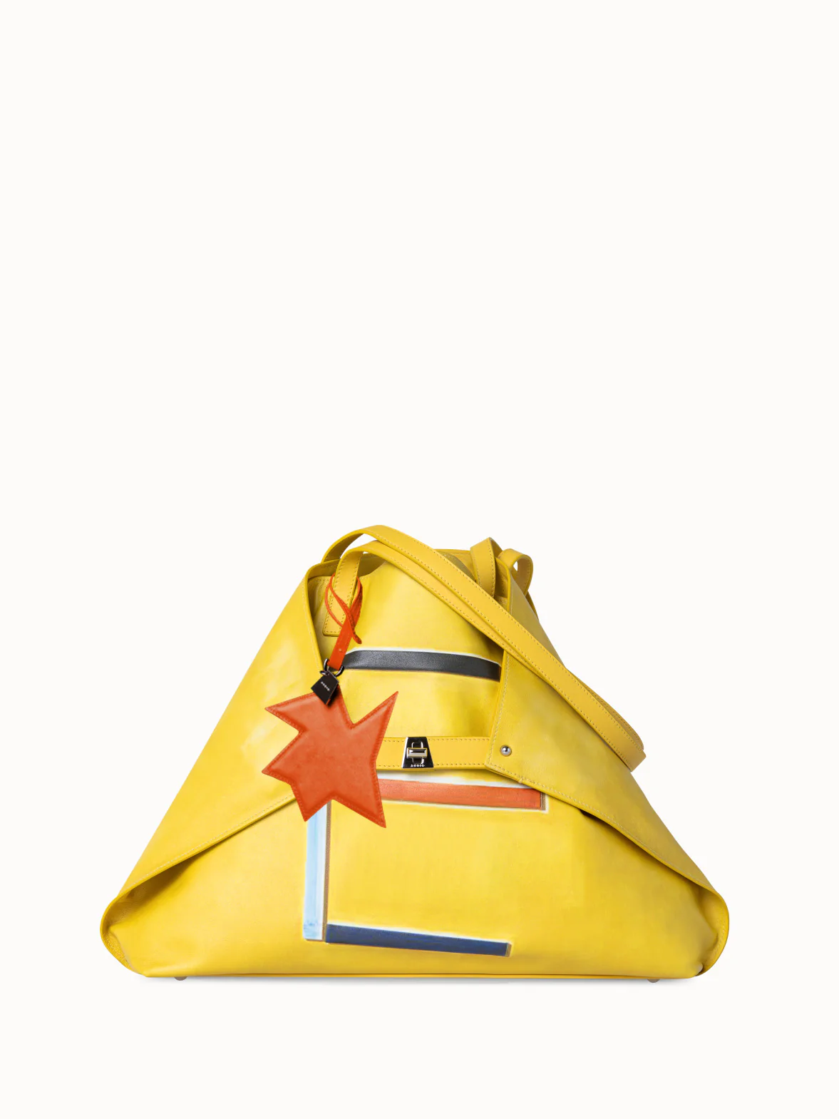 Geometric Cut-out Print Leather Handbag & Kinderstern Charm