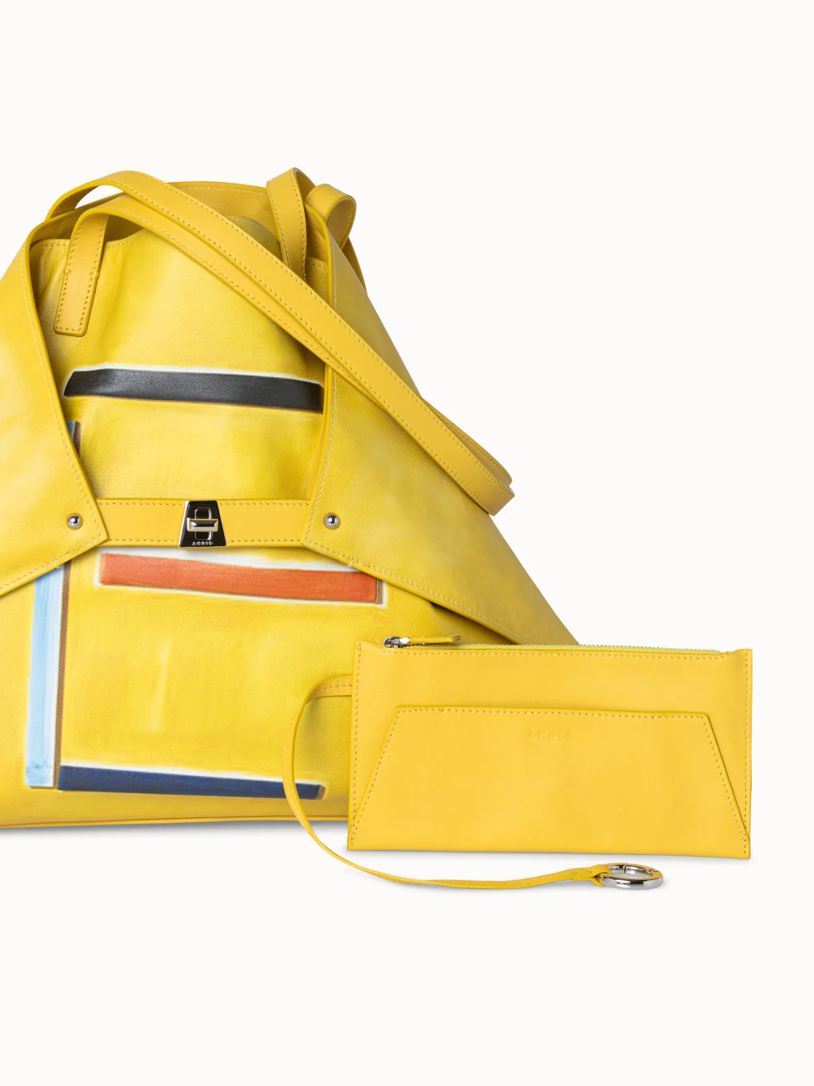 Geometric Cut-out Print Leather Handbag & Kinderstern Charm - Image 7