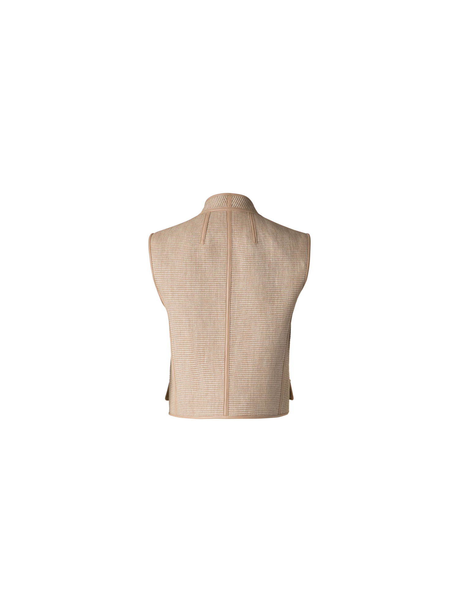 Gilet in Soft Cotton Raffia with Leather Trim - Image 4