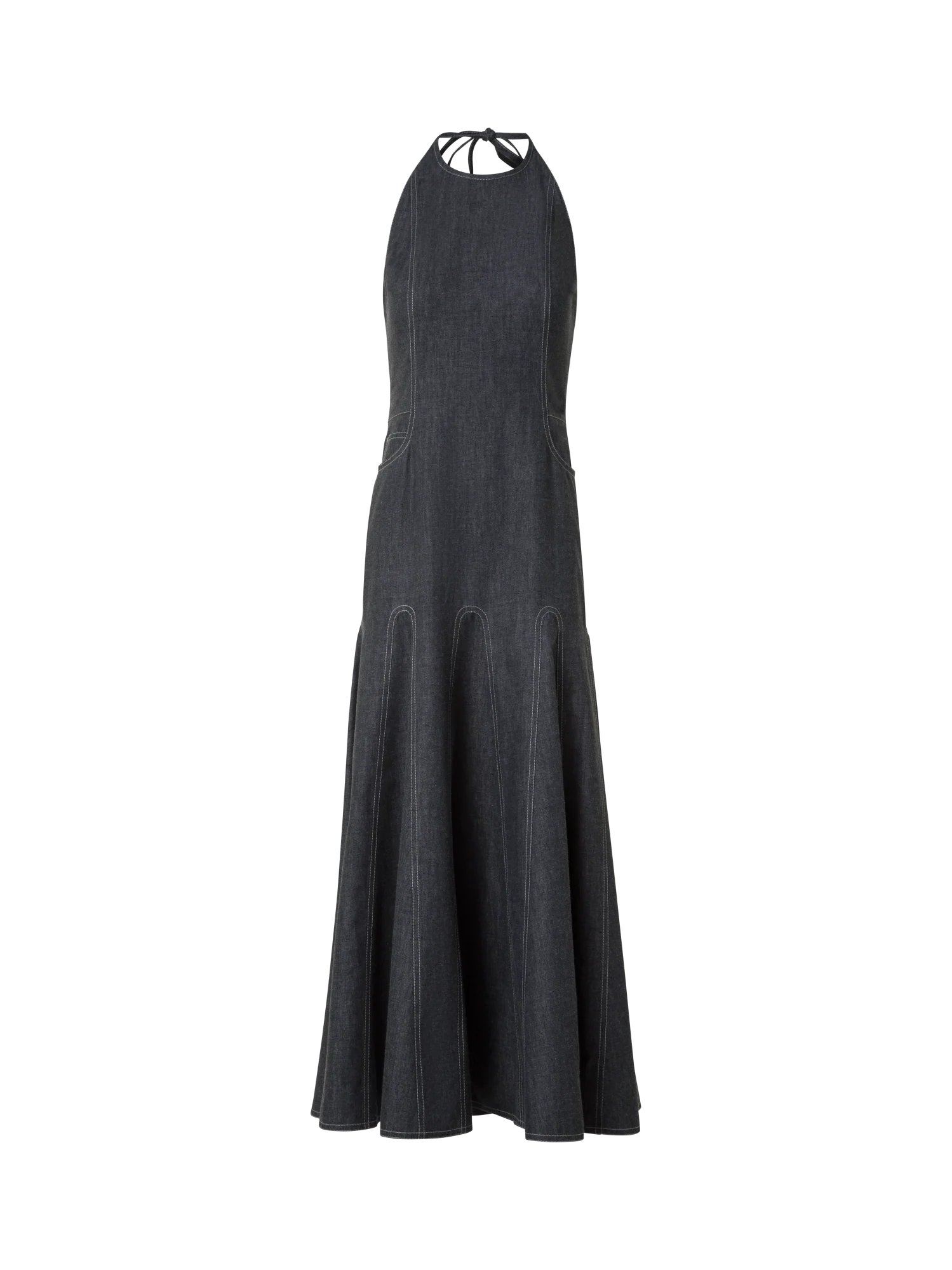 Halter Top Denim Midi Dress