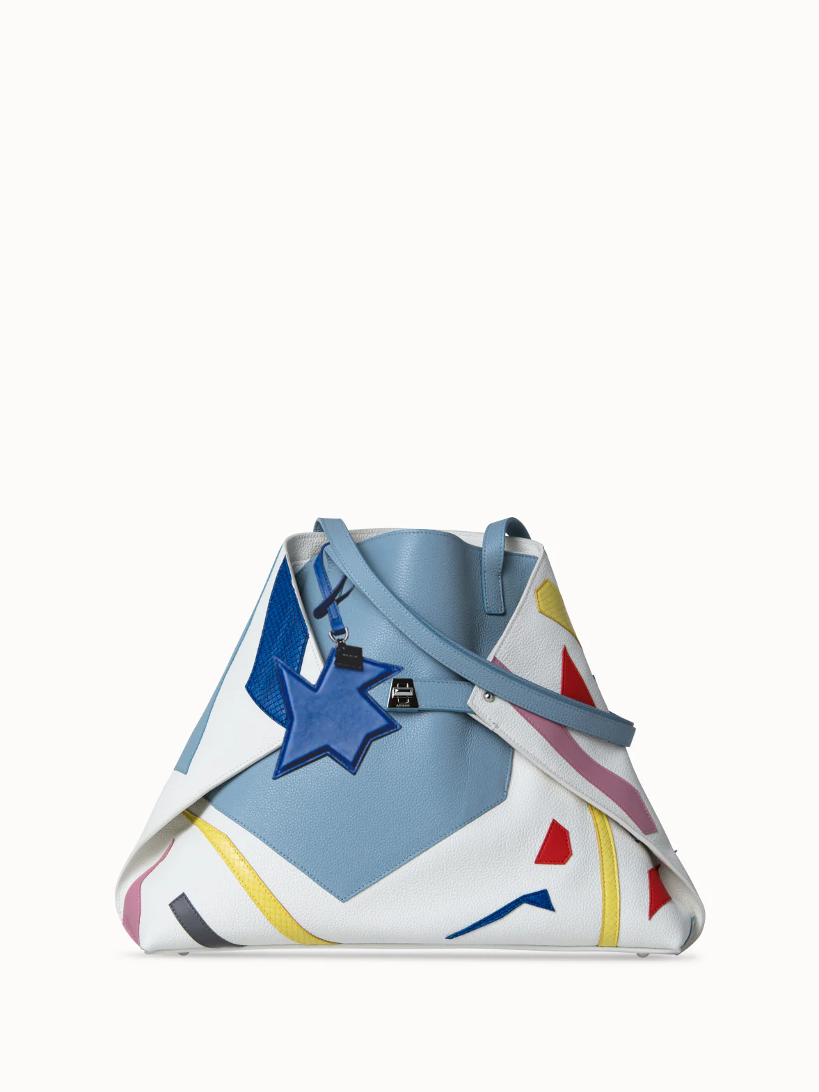 Handbag with Colorful Geometric Cut-outs & Kinderstern Charm