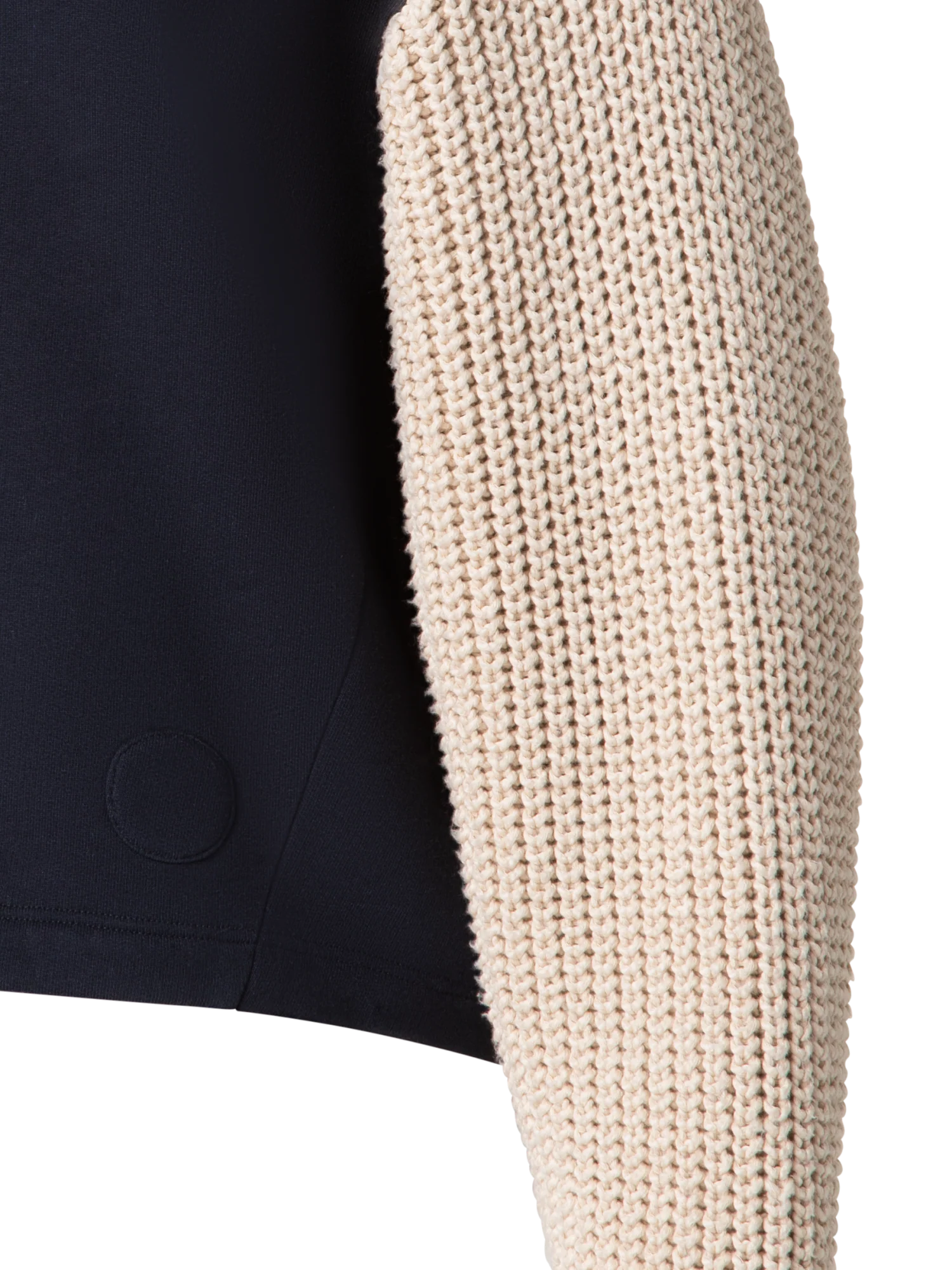 Jersey Hoodie with Knit Sleeves - Image 3