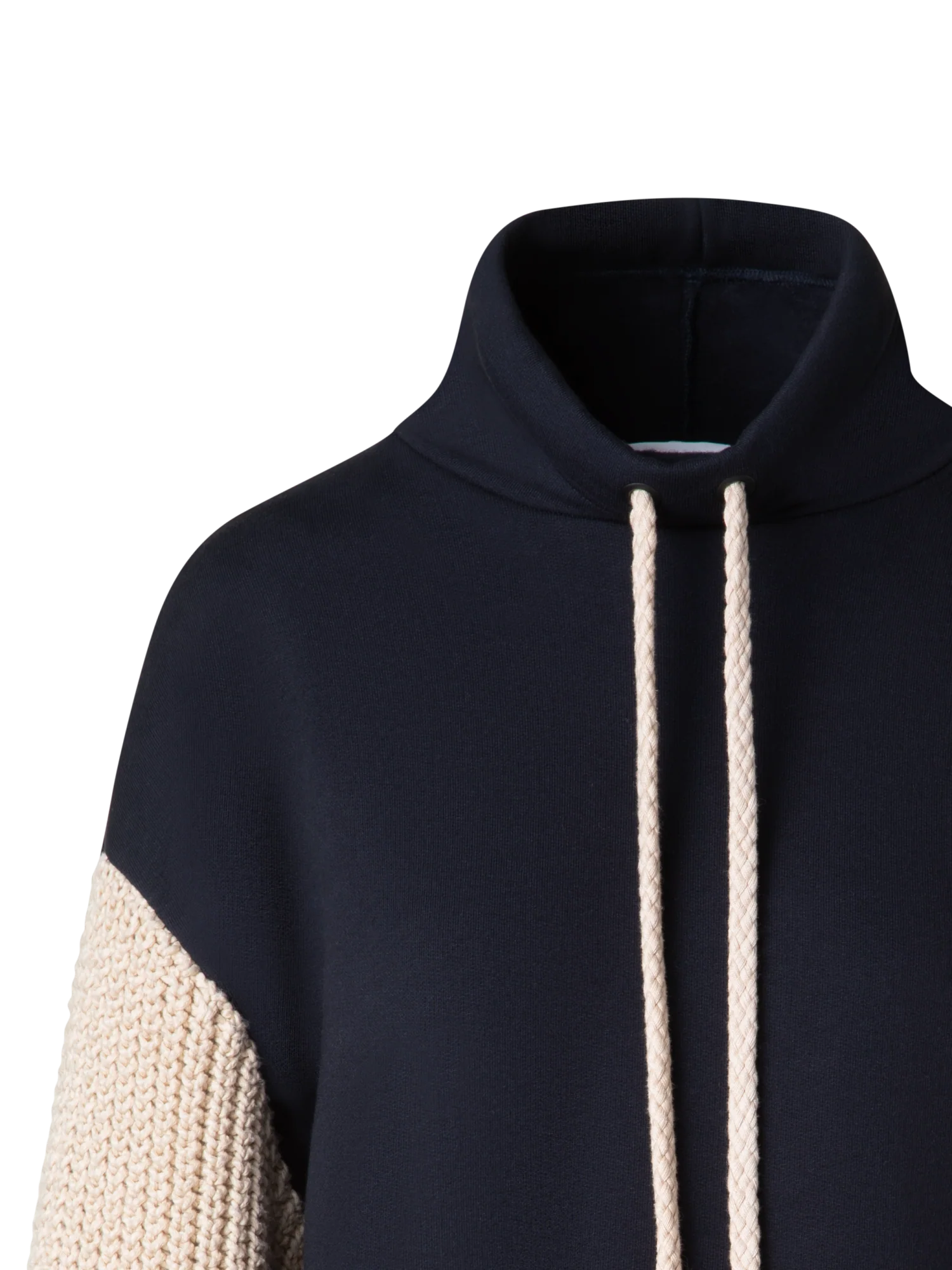 Jersey Hoodie with Knit Sleeves - Image 5