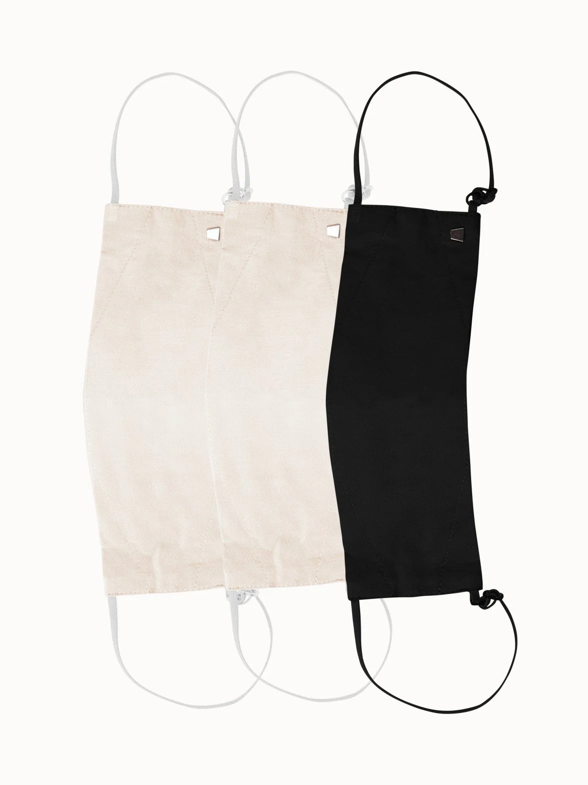 Large Cotton Face Masks Bundle - Beige/Beige/Black