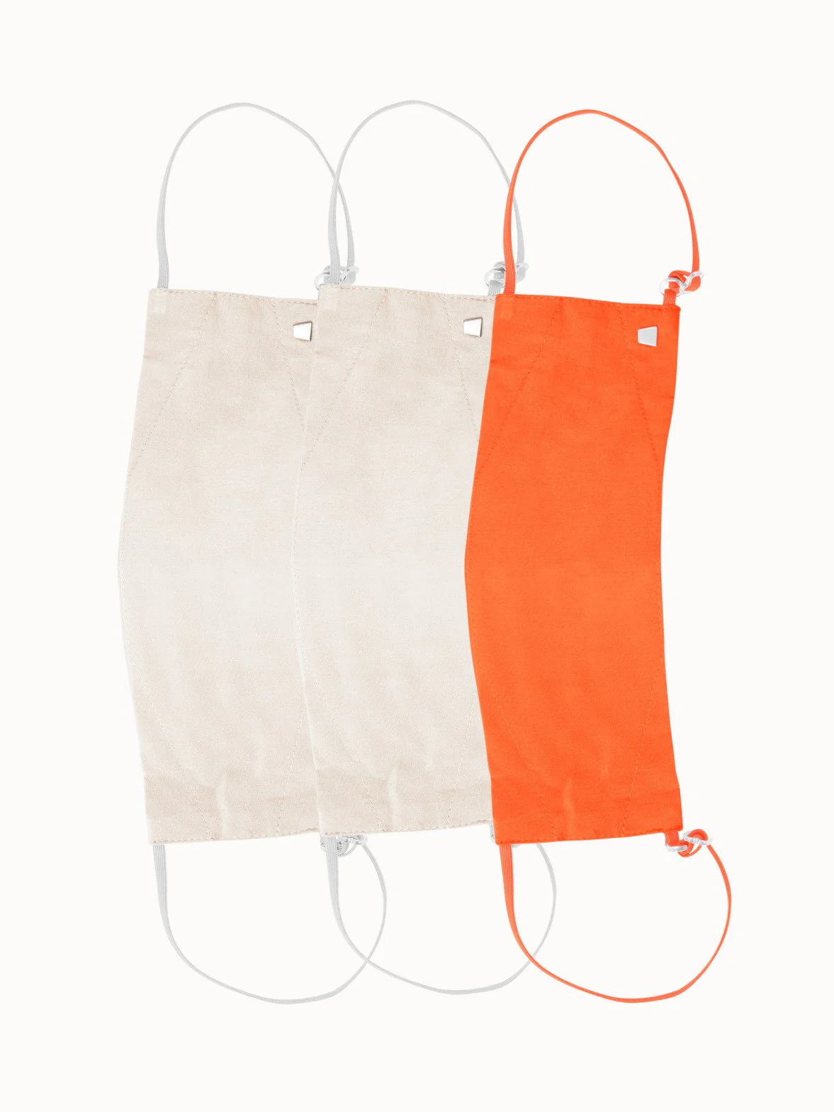 Large Cotton Face Masks Bundle - Beige/Beige/Orange - Image 2