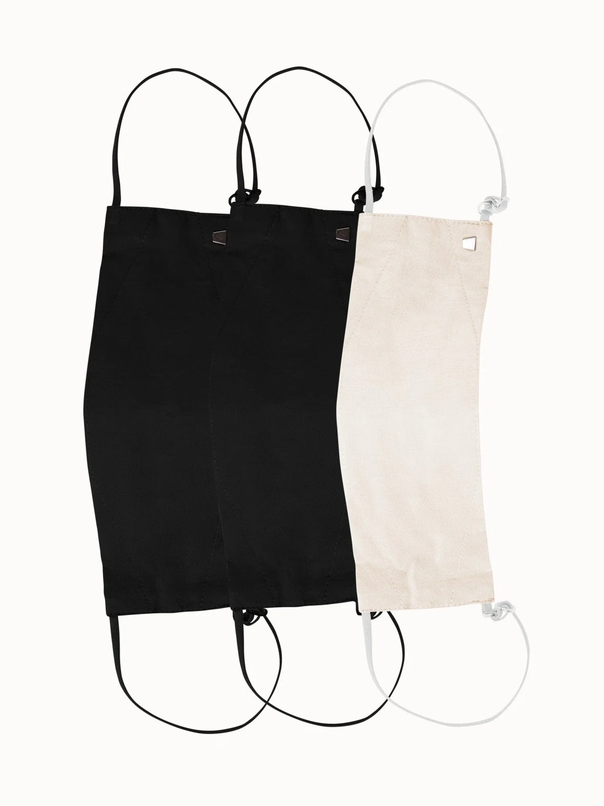 Large Cotton Face Masks Bundle - Black/Black/Beige