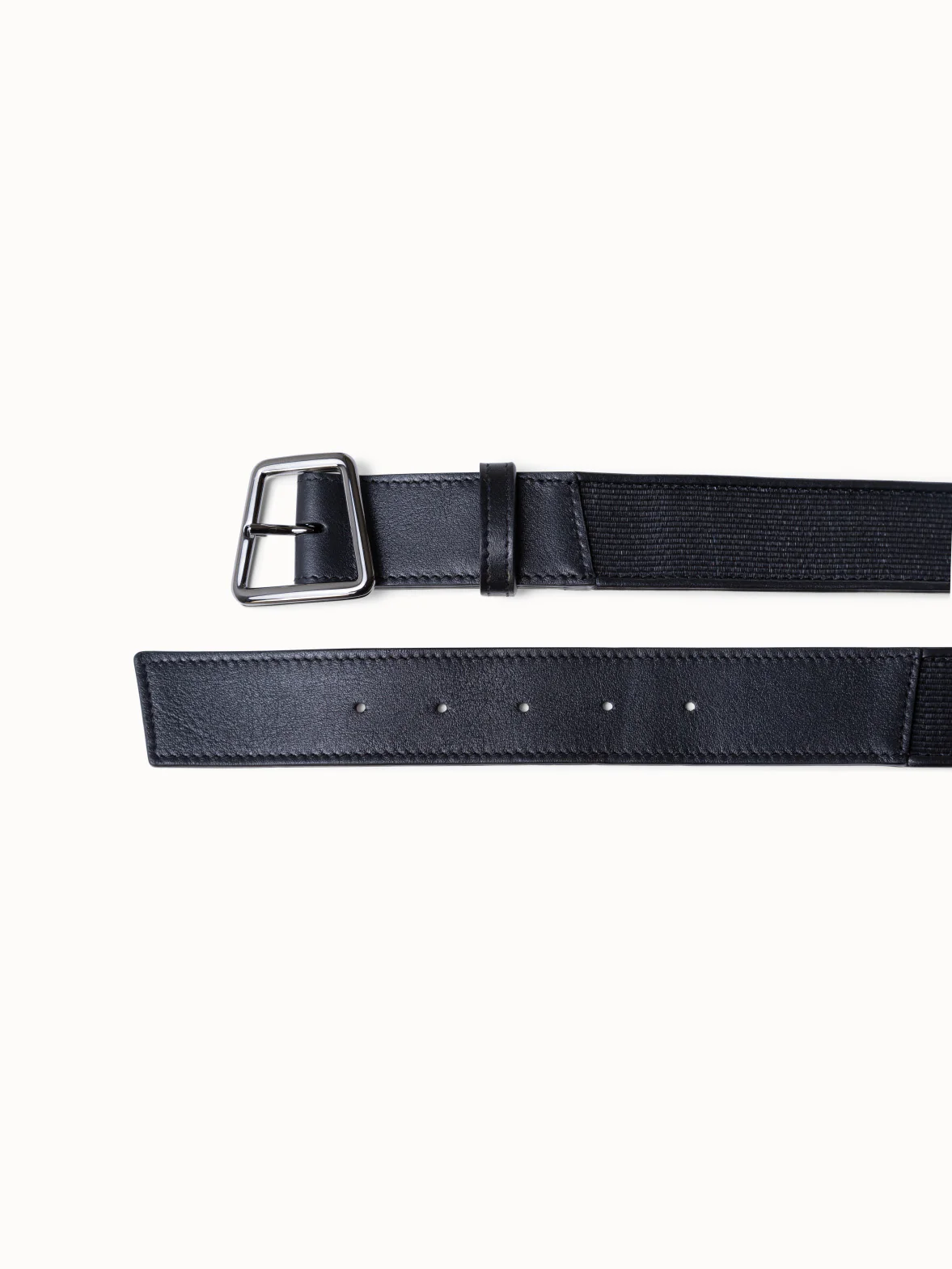 Leather and Horsehair Trapezoid Buckle Belt - Image 2
