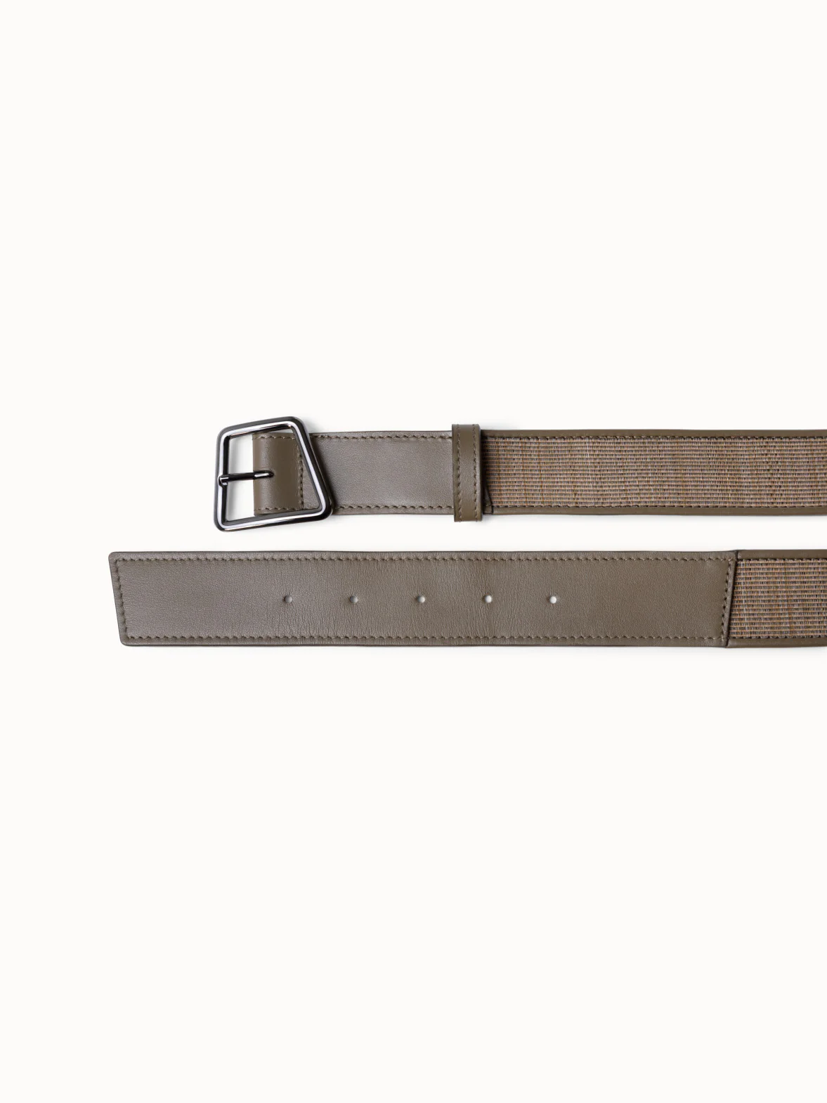 Leather and Horsehair Trapezoid Buckle Belt - Image 2