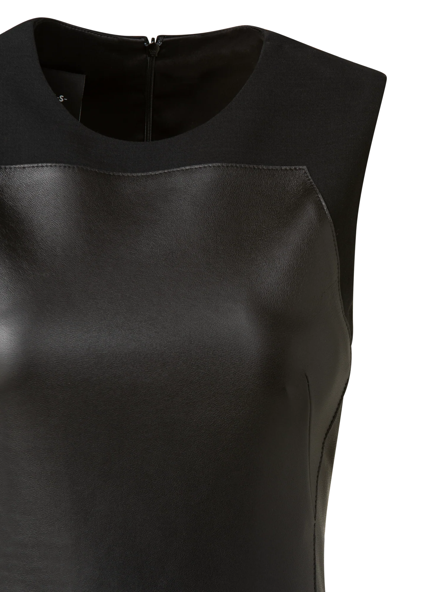 Sleeveless Wool Double-Face Jumpsuit with Apron Bodice Inset - Image 2