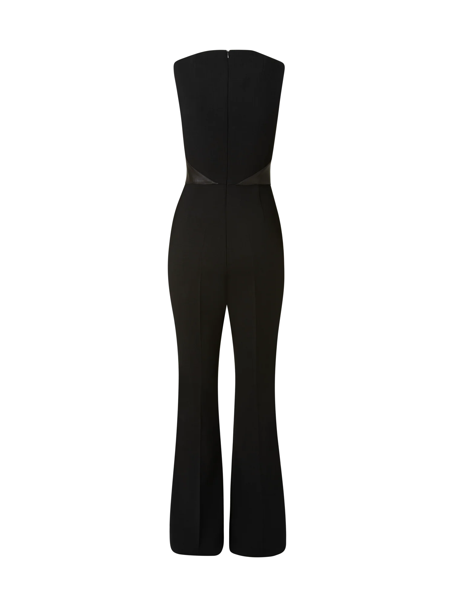 Sleeveless Wool Double-Face Jumpsuit with Apron Bodice Inset - Image 4
