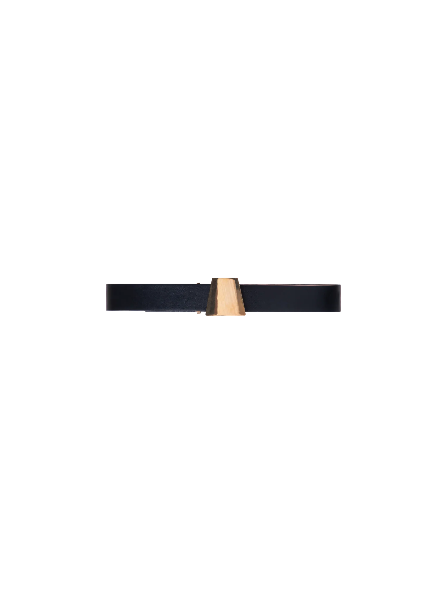 Leather Belt with Gold Trapezoid Buckle