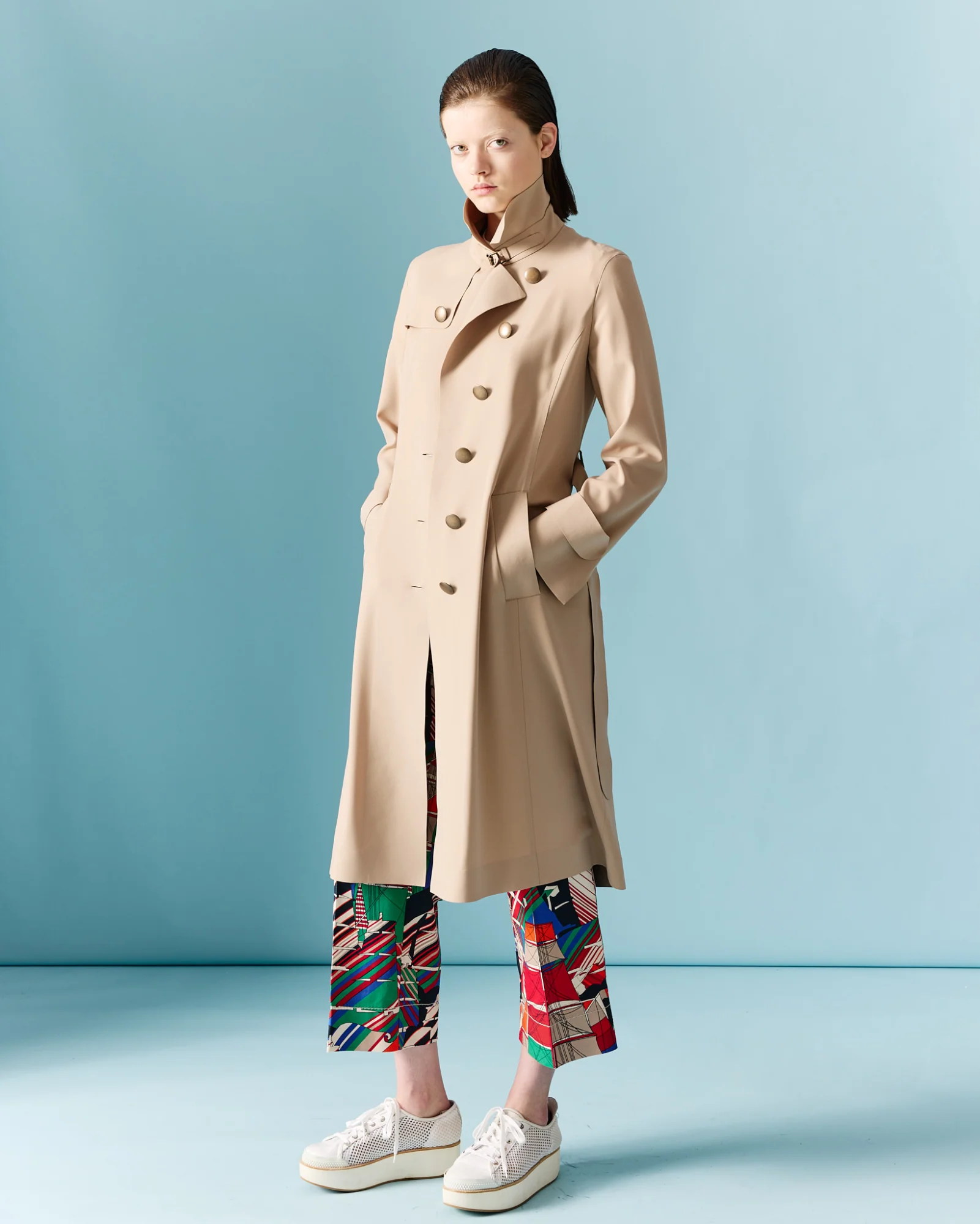 Light Trench Coat in Techno Laser Cut - Image 2