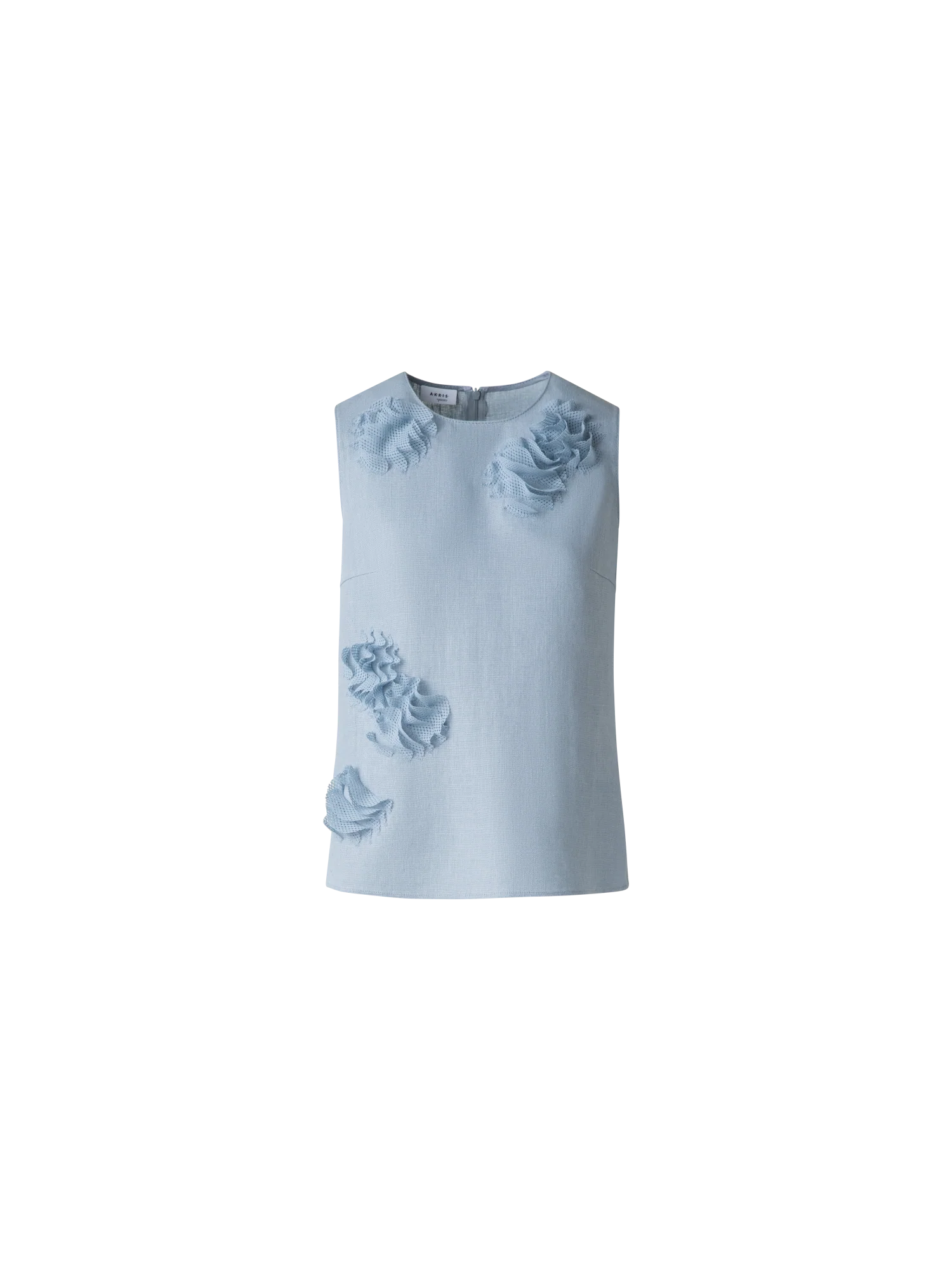 Linen Blouse with 3D Carnation Detail