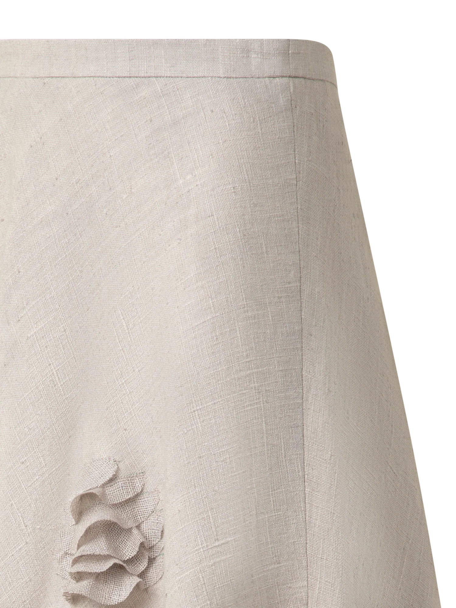 Linen Midi Skirt with 3D Carnation Detail - Image 3