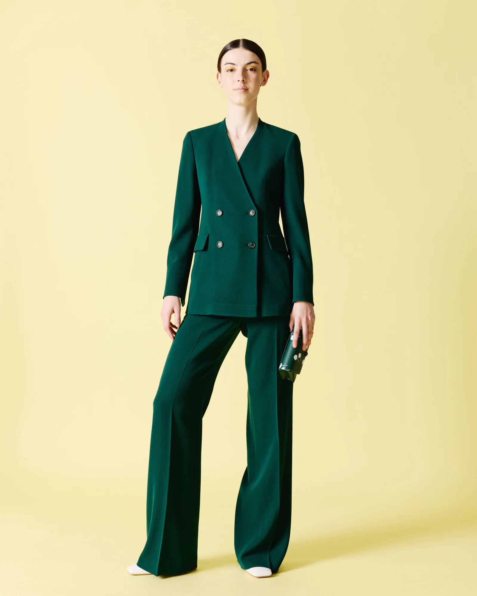 Long Double Breasted Blazer in Wool - Image 2