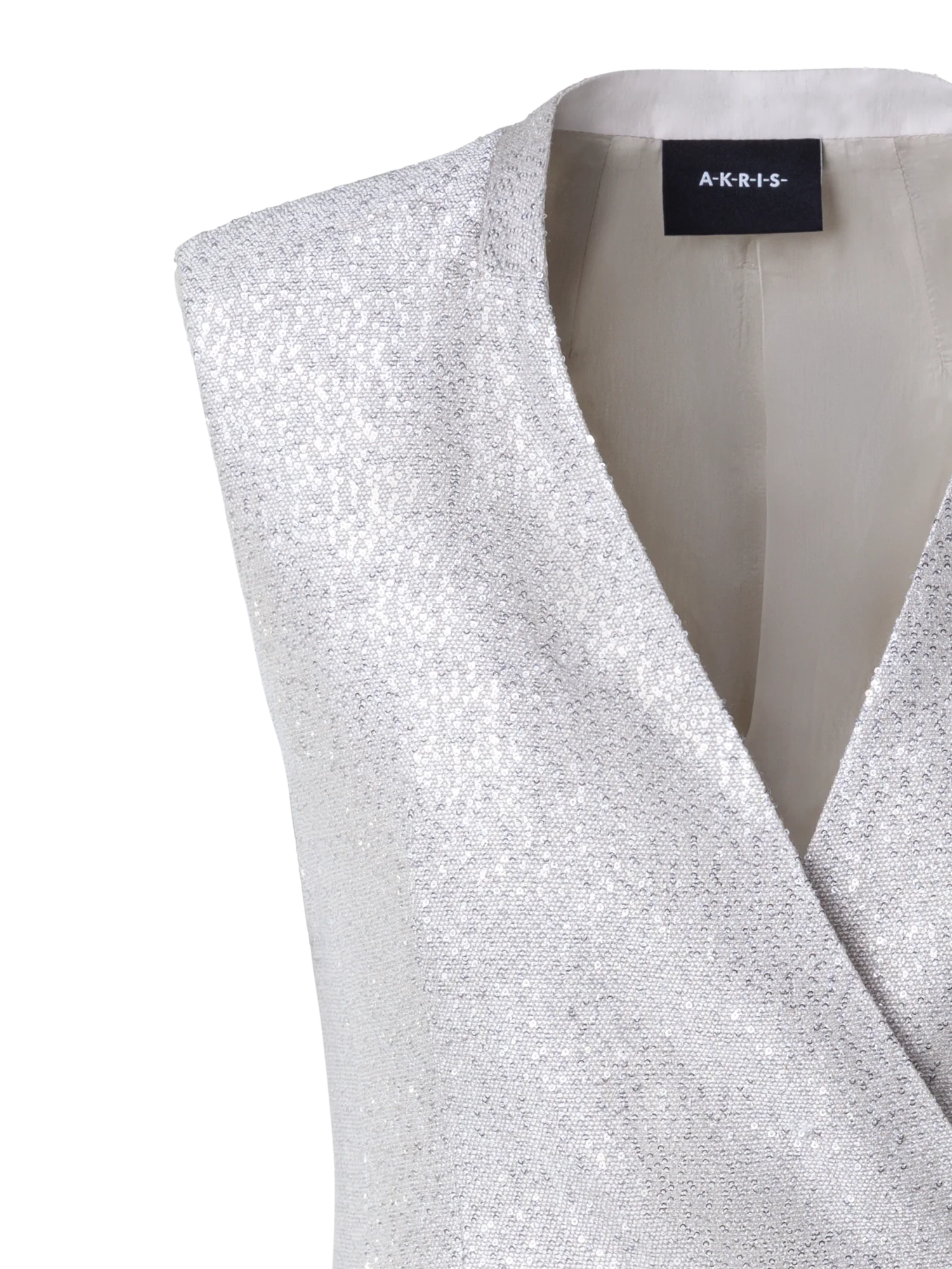 Long Linen Blend Gilet with Sequins - Image 2